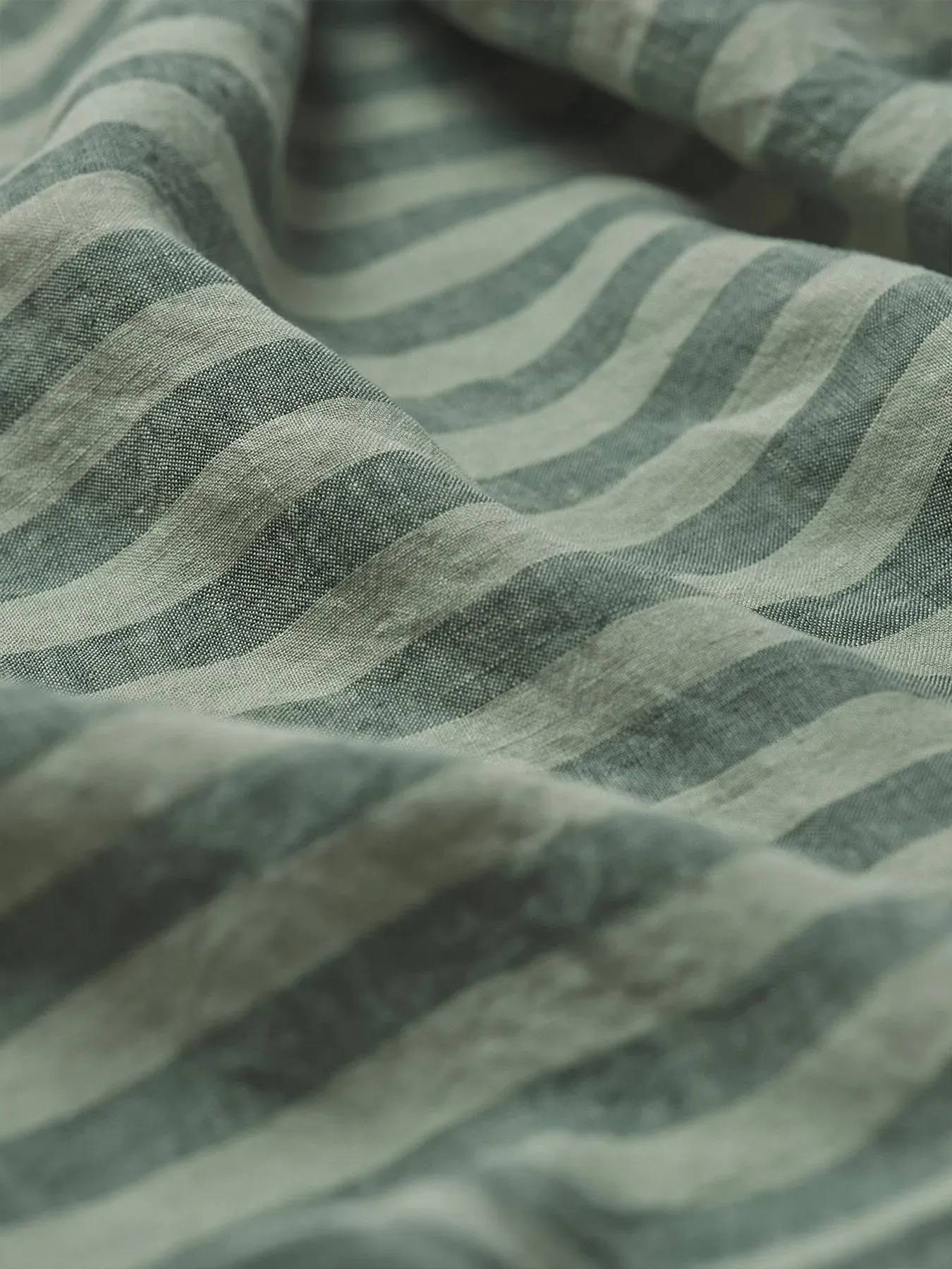 Standard Pillowcase Stripe - Pine Green, Linen