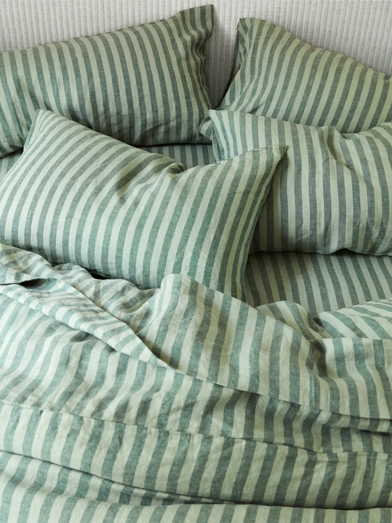 Standard Pillowcase Stripe - Pine Green, Linen image