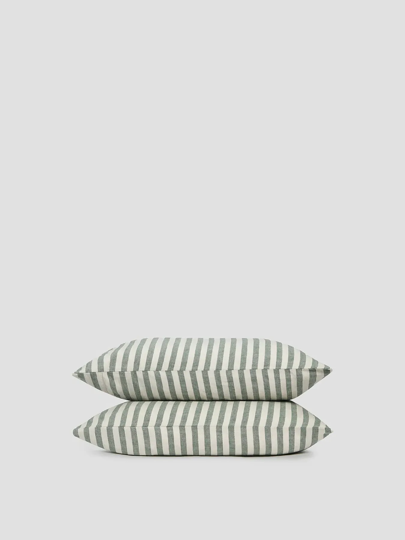 Standard Pillowcases Stripe - Green, Linen Blend
