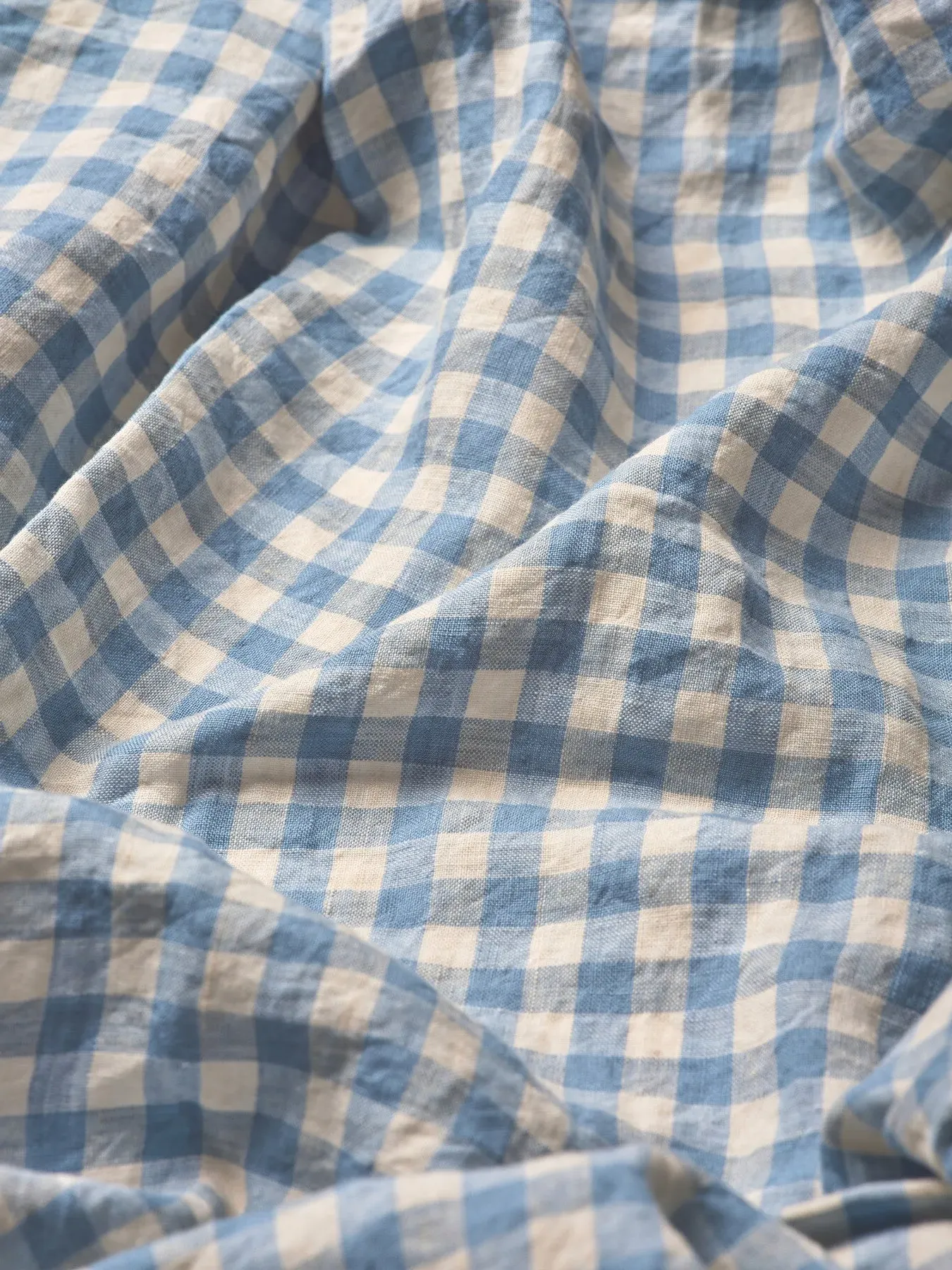 Super King Duvet Cover - Blue Gingham, Linen
