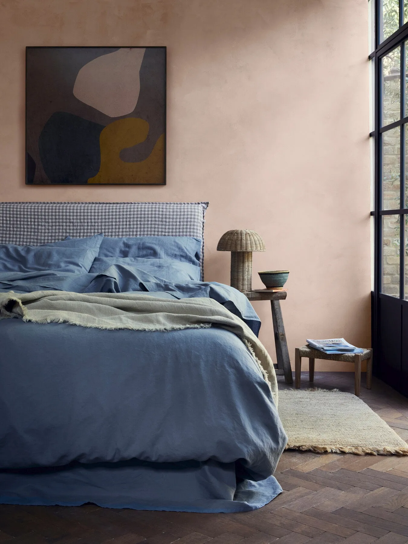 Super King Duvet Cover - Dusk Blue, Linen Blend