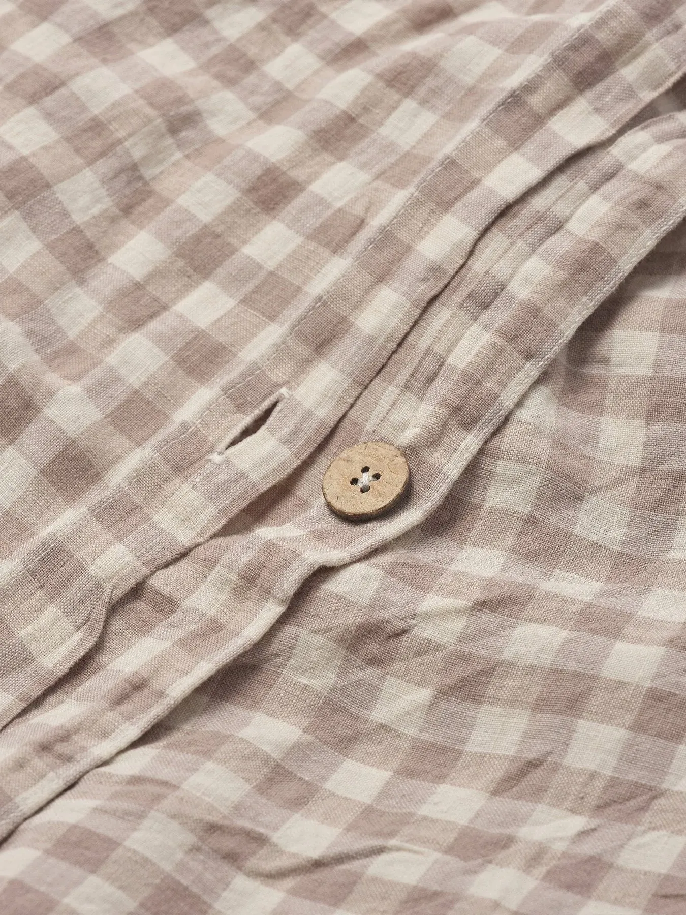 Super King Duvet Cover - Mushroom Gingham, Linen