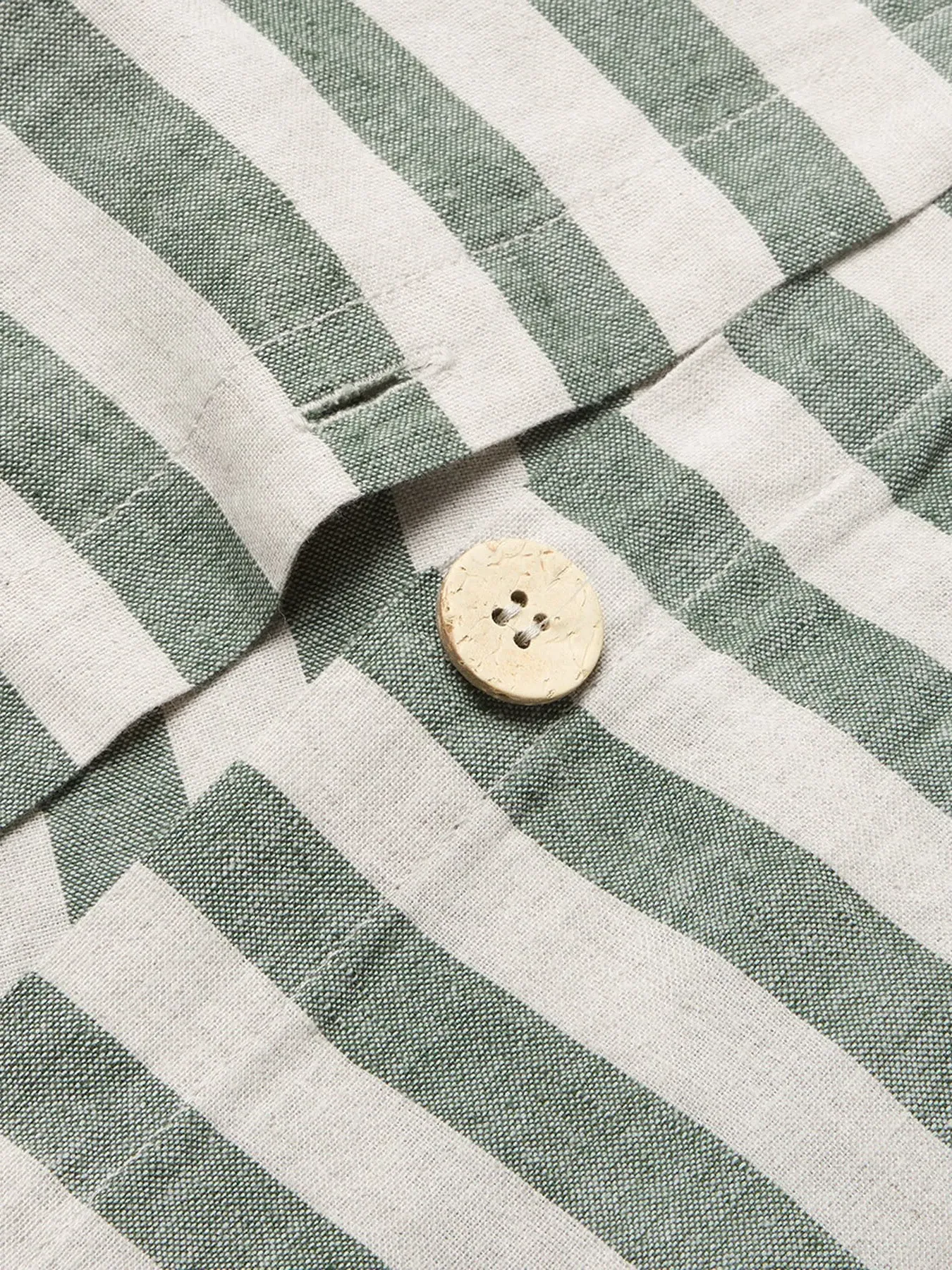 Super King Duvet Cover Stripe - Green, Linen