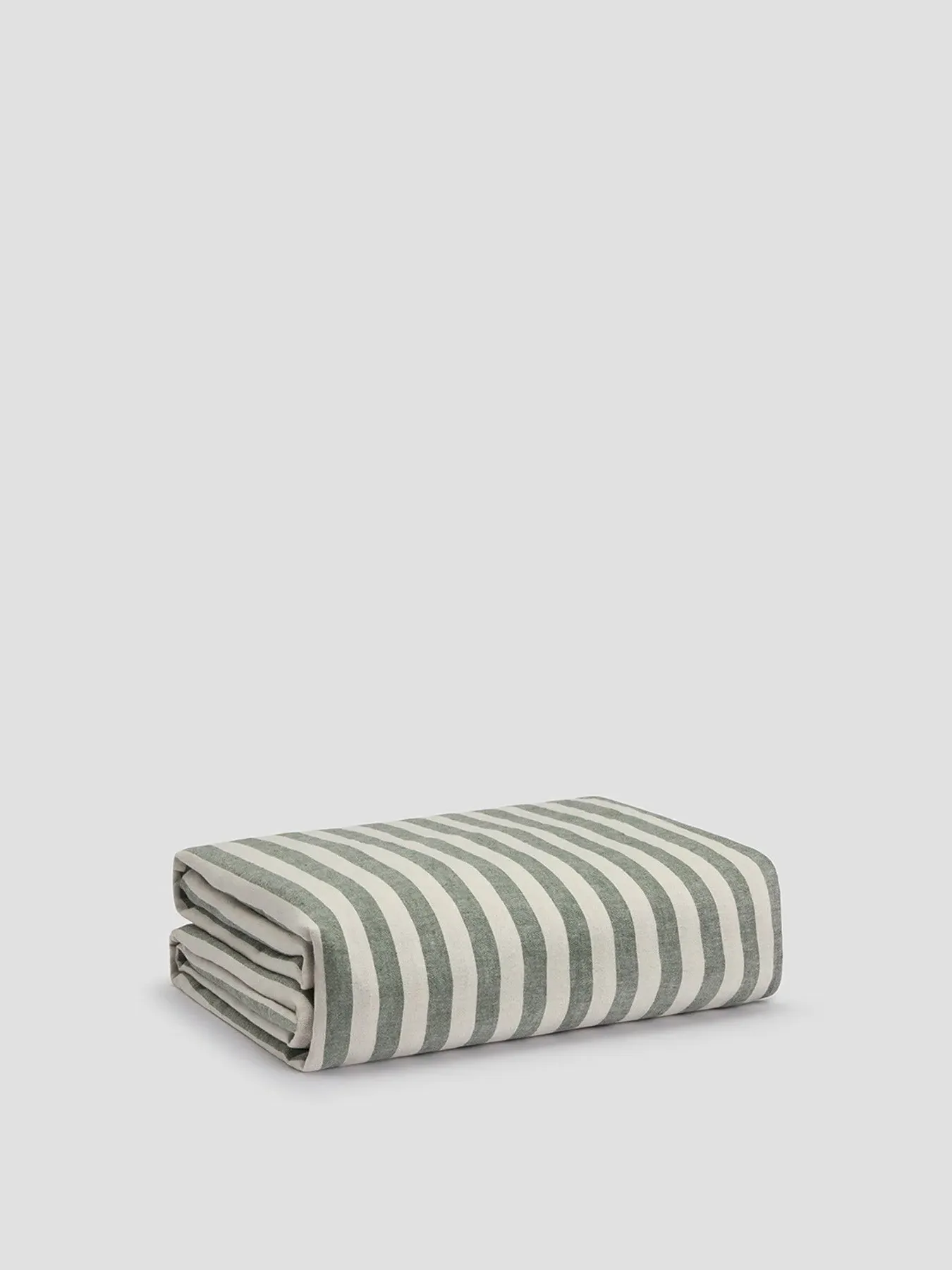 Super King Duvet Cover Stripe - Green, Linen