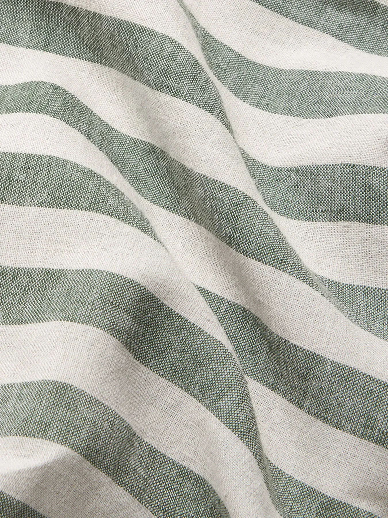 Super King Duvet Cover Stripe - Green, Linen