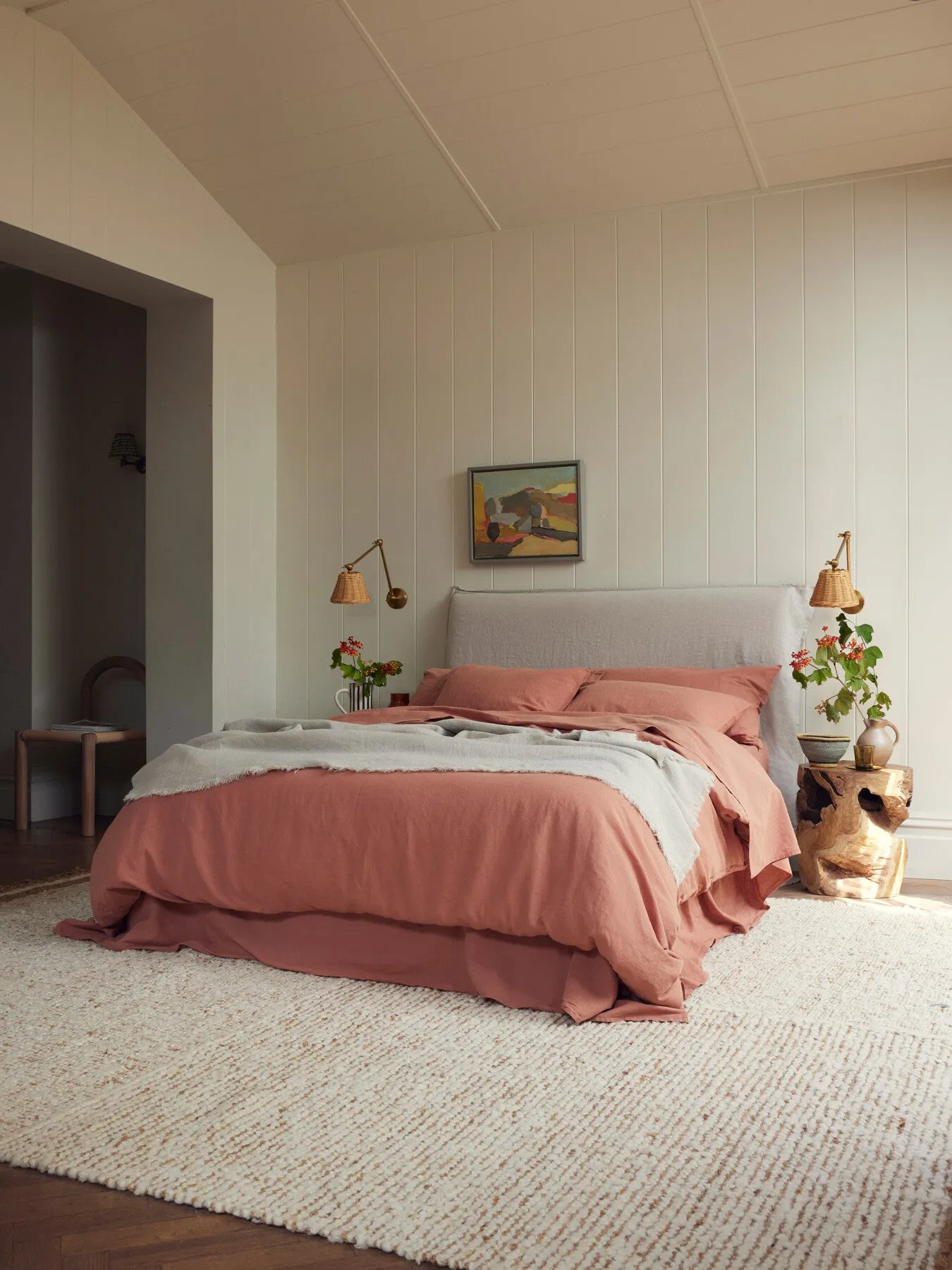 Super King Duvet Cover - Warm Clay, Linen Blend