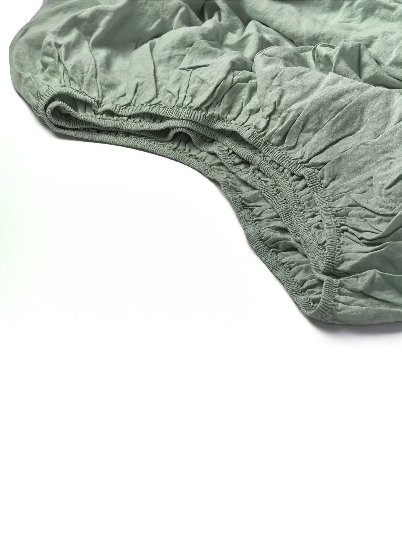 Super King Fitted Sheet - Sage Green, Linen Blend