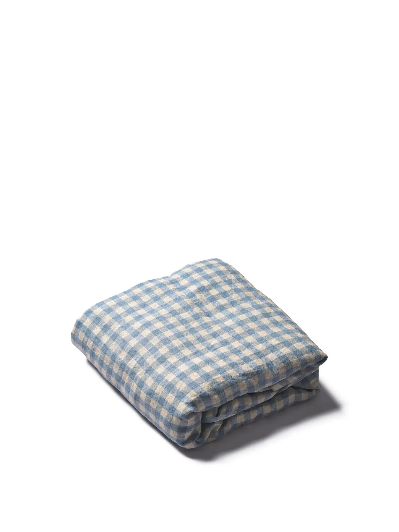 Super King Flat Sheet Gingham - Blue, Linen