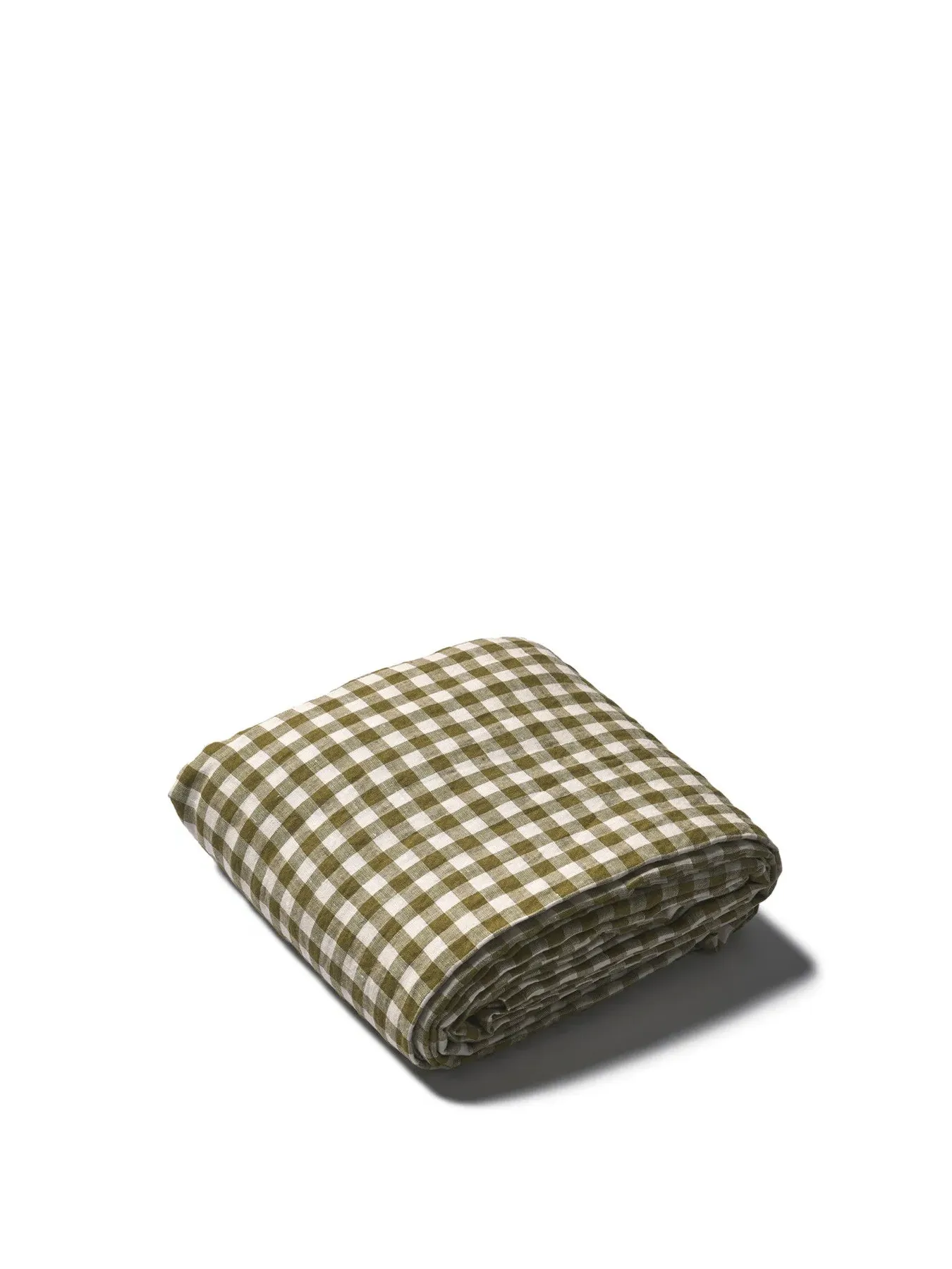 Super King Flat Sheet - Green, Gingham Linen