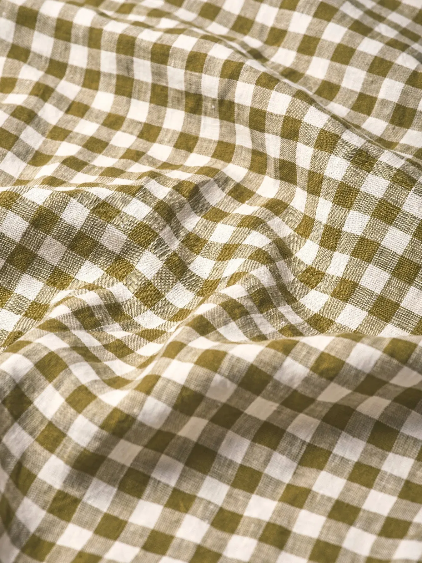 Super King Flat Sheet - Green, Gingham Linen