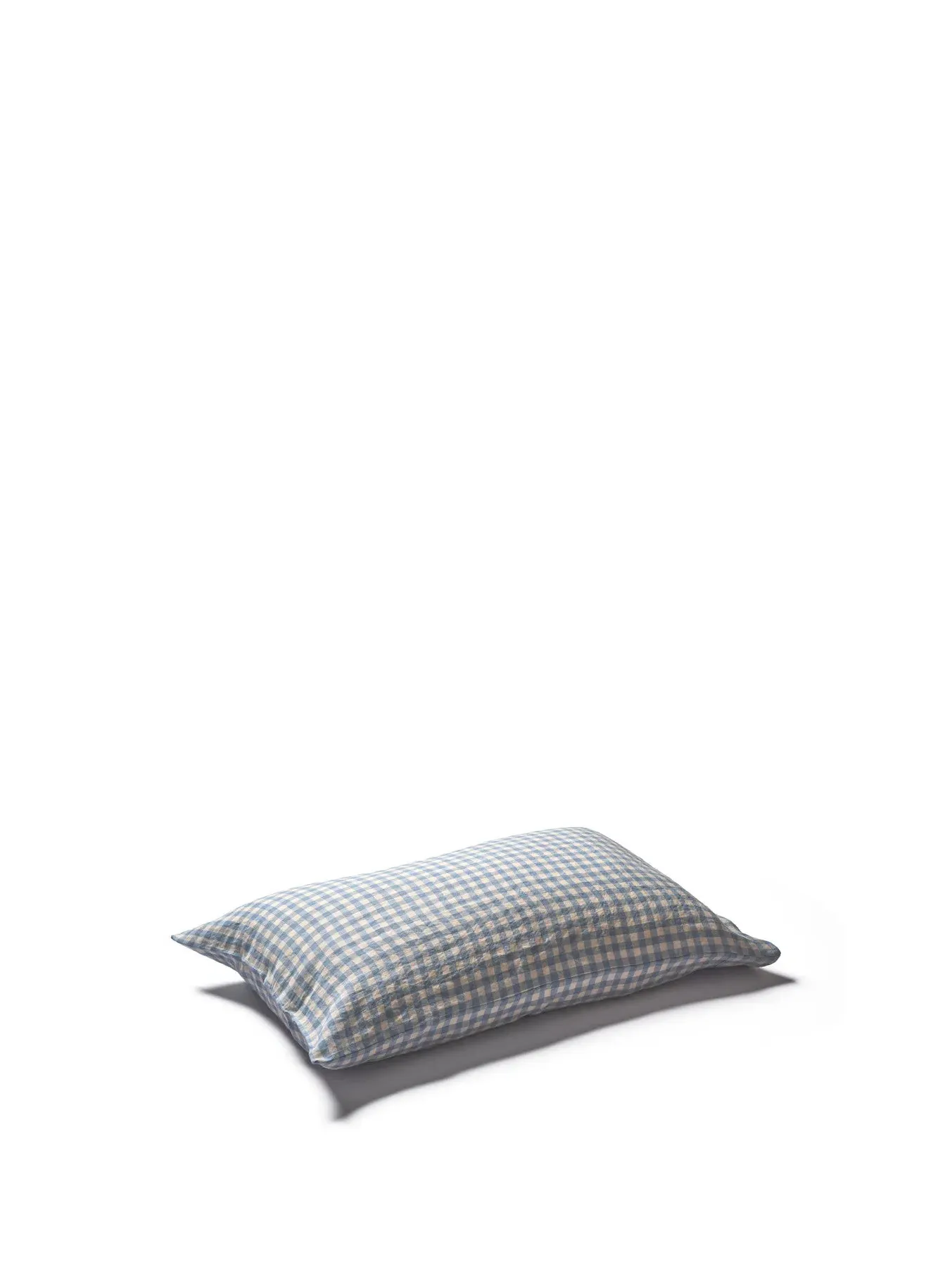 Super King Pillowcase Pair - Blue, Gingham Linen