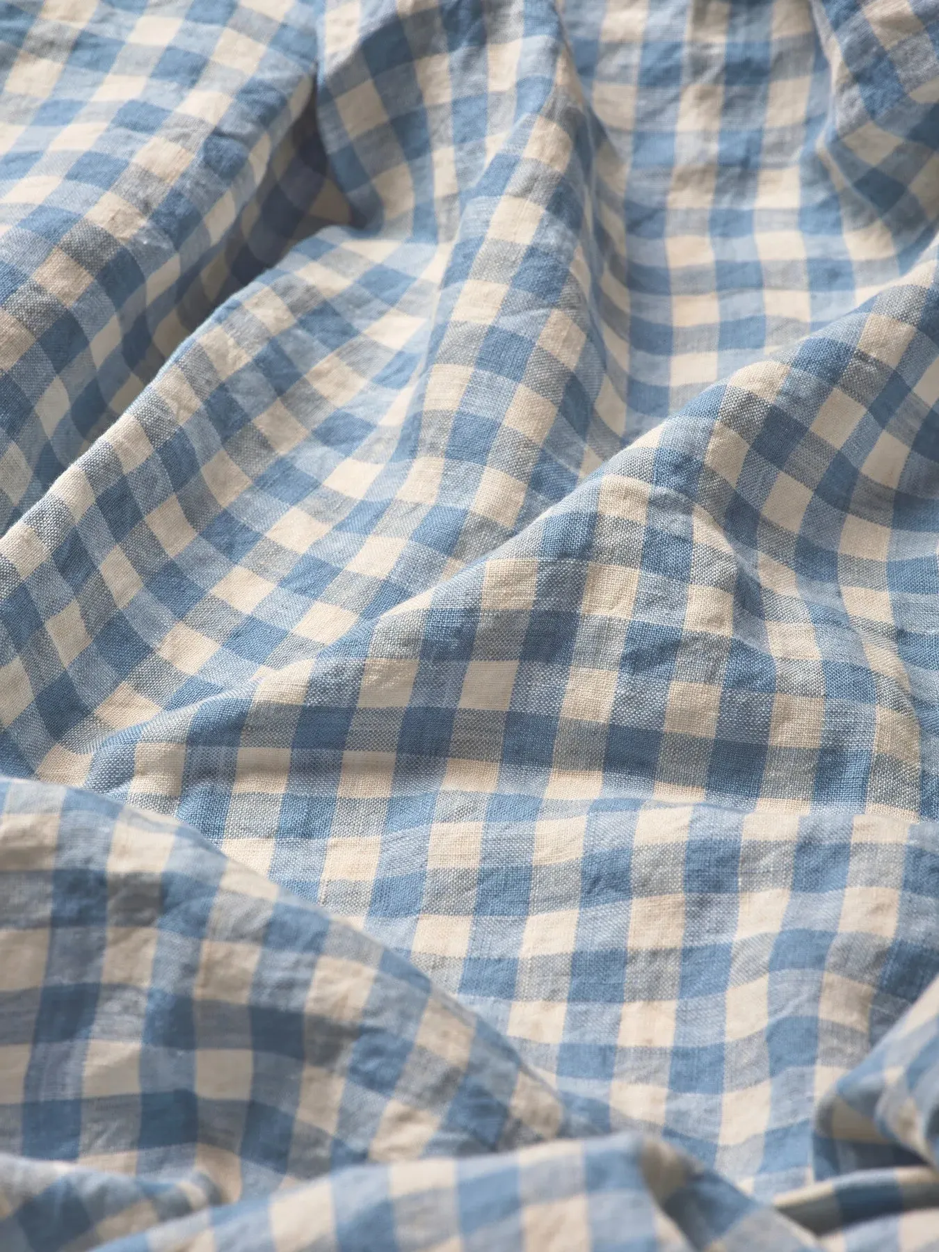 Super King Pillowcase Pair - Blue, Gingham Linen