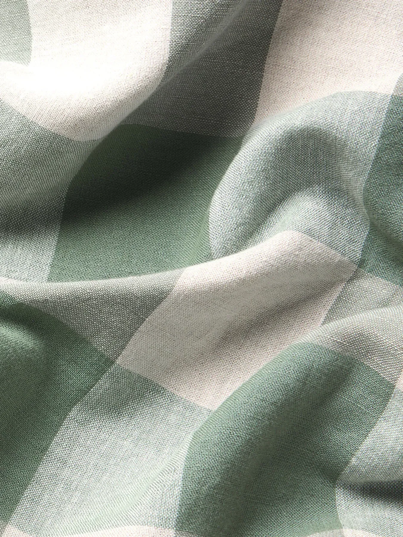 Super King Pillowcase Pair Check - Green, Linen