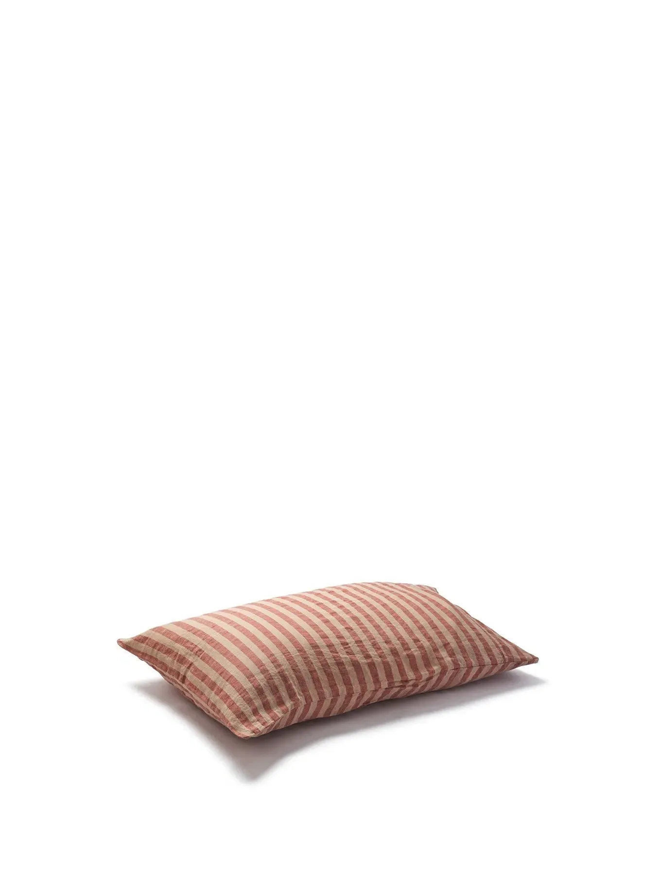 Super King Pillowcases Stripe - Red, Linen Blend