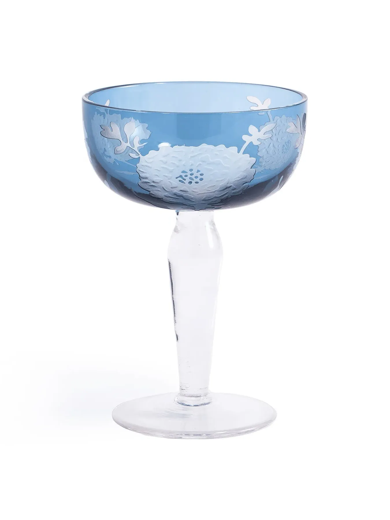 Coupe Glasses with Peony Design - Multicolour