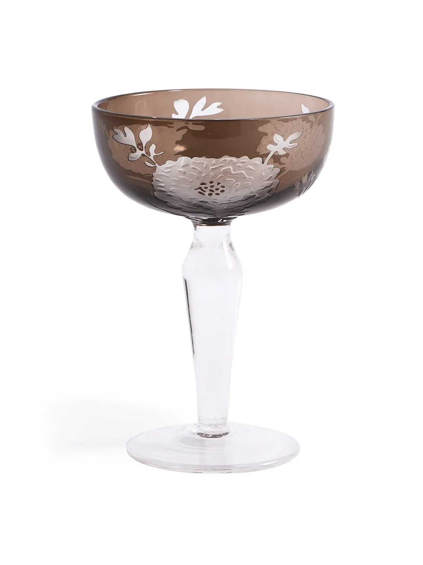 Coupe Glasses with Peony Design - Multicolour