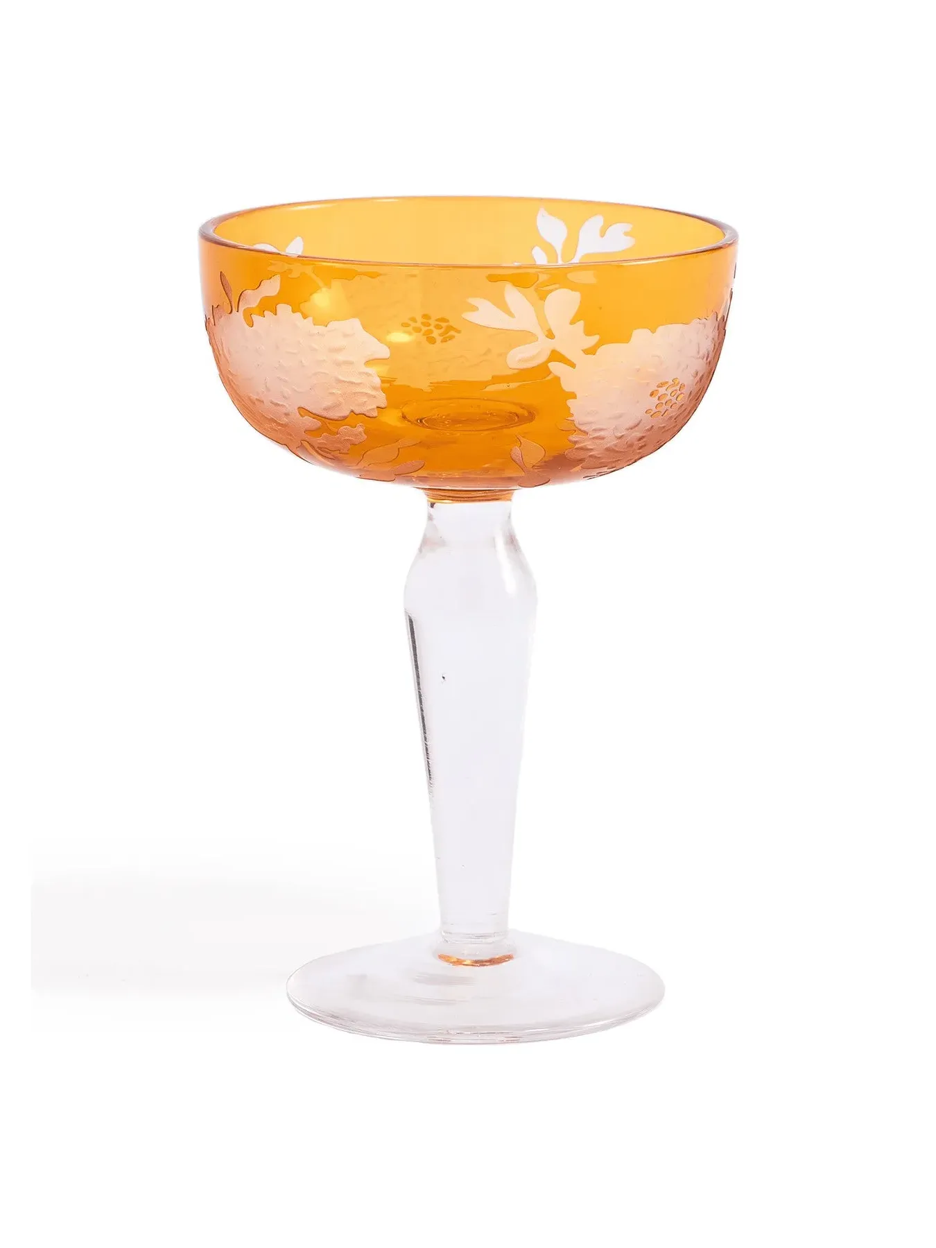 Coupe Glasses with Peony Design - Multicolour