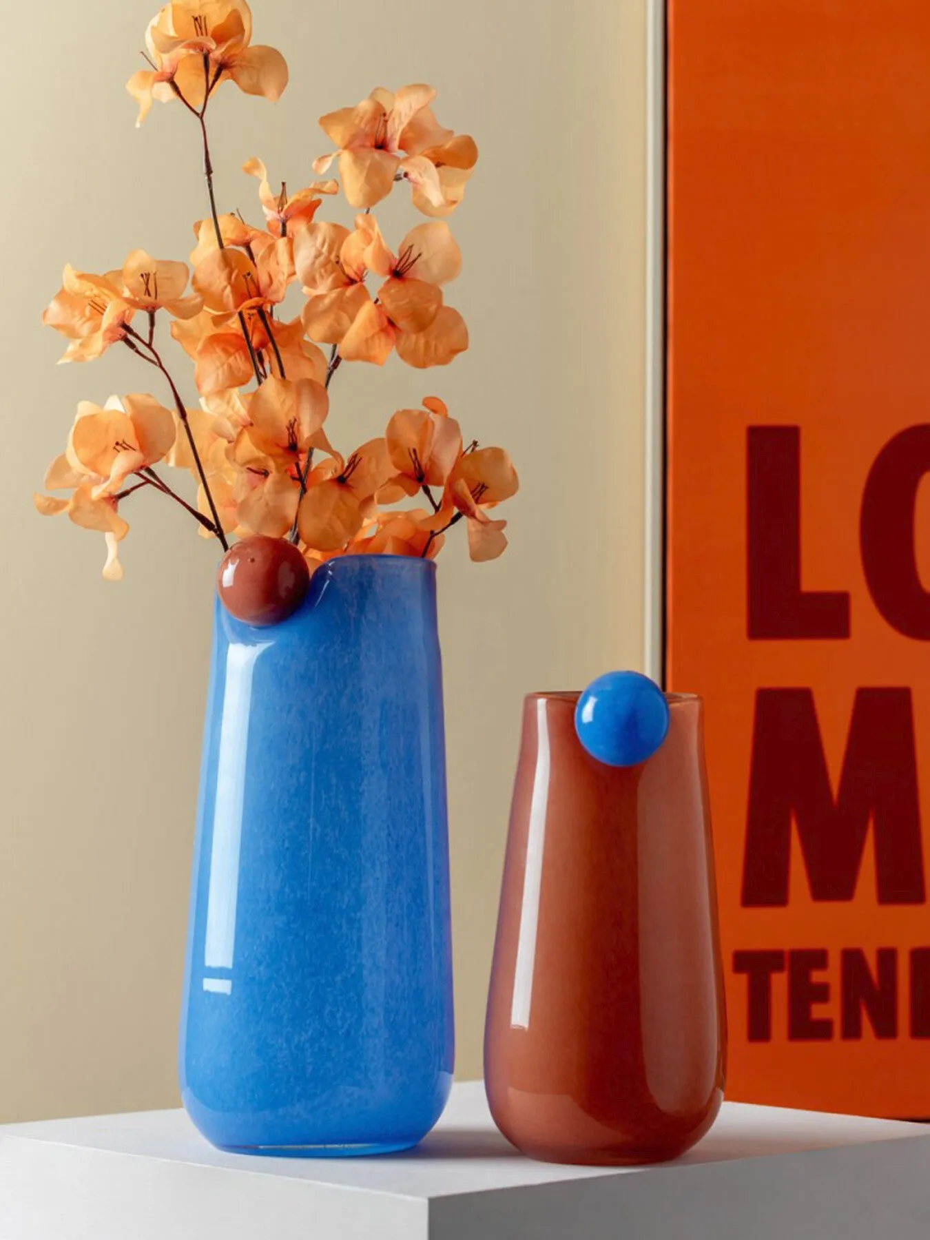 Bolita Vase with Organic Shape - Orange, Glass