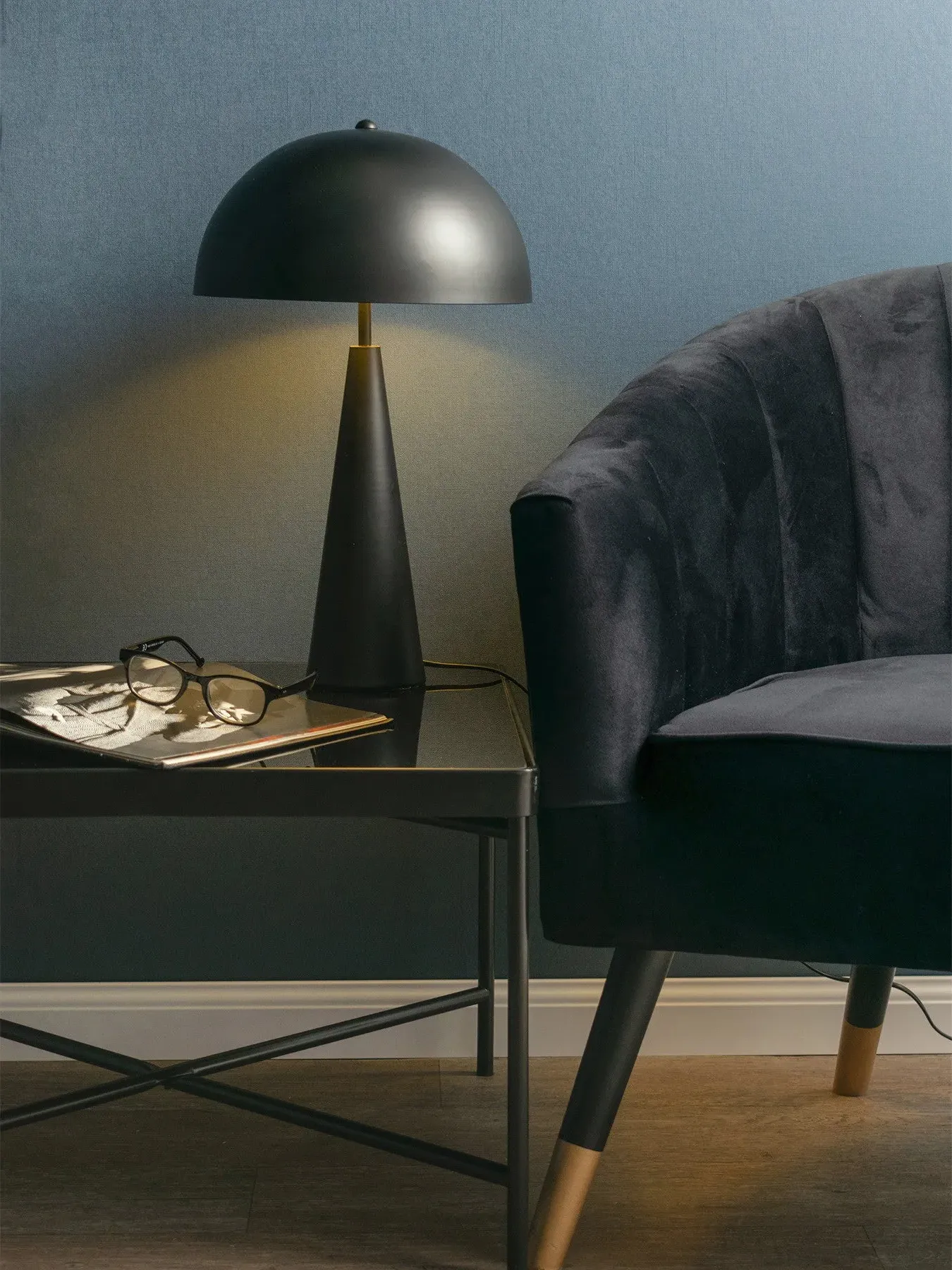 Capa Metallic Table Lamp - Matt Black, Metal
