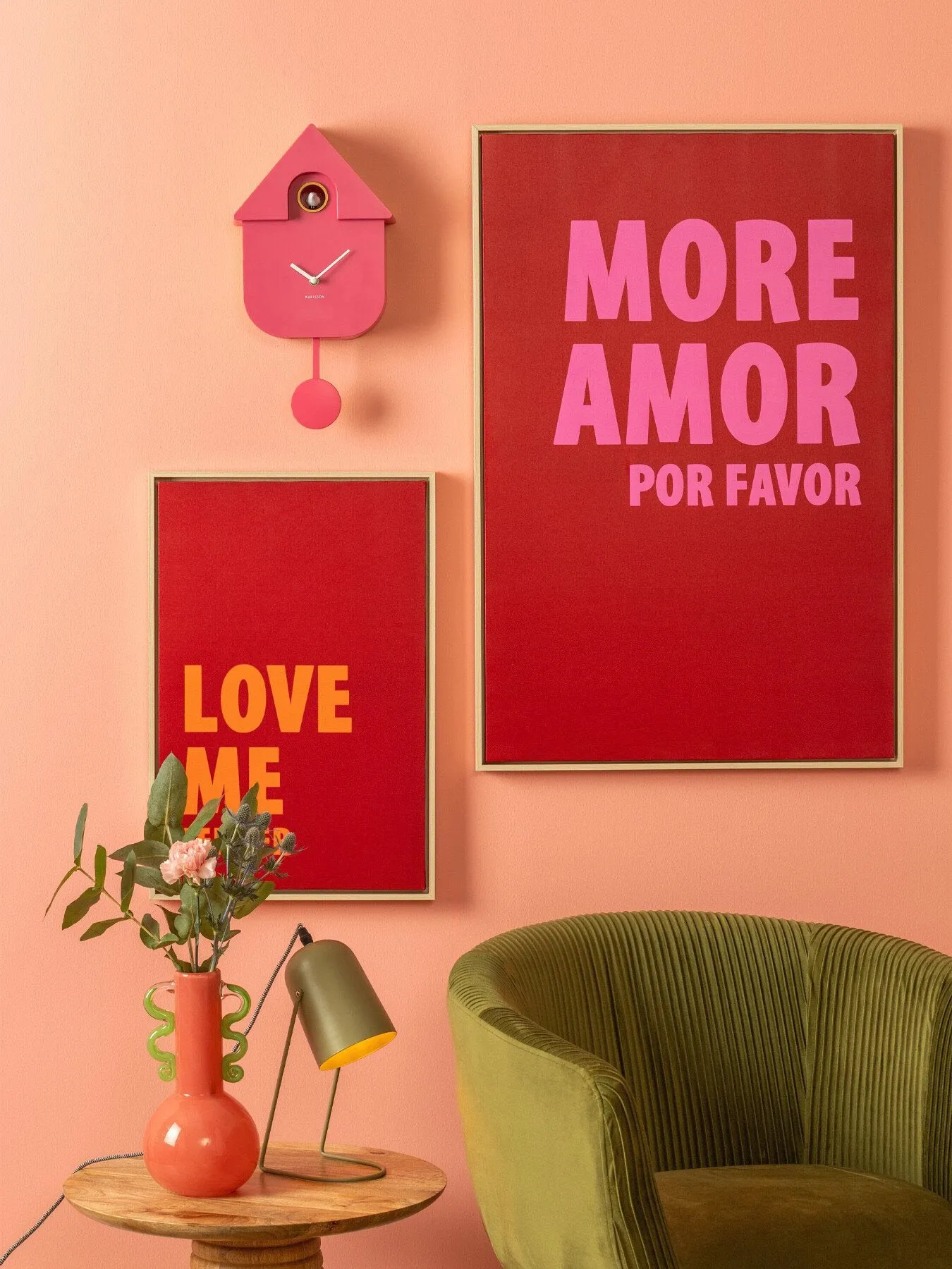 Modern Cuckoo Clock - Bright Pink