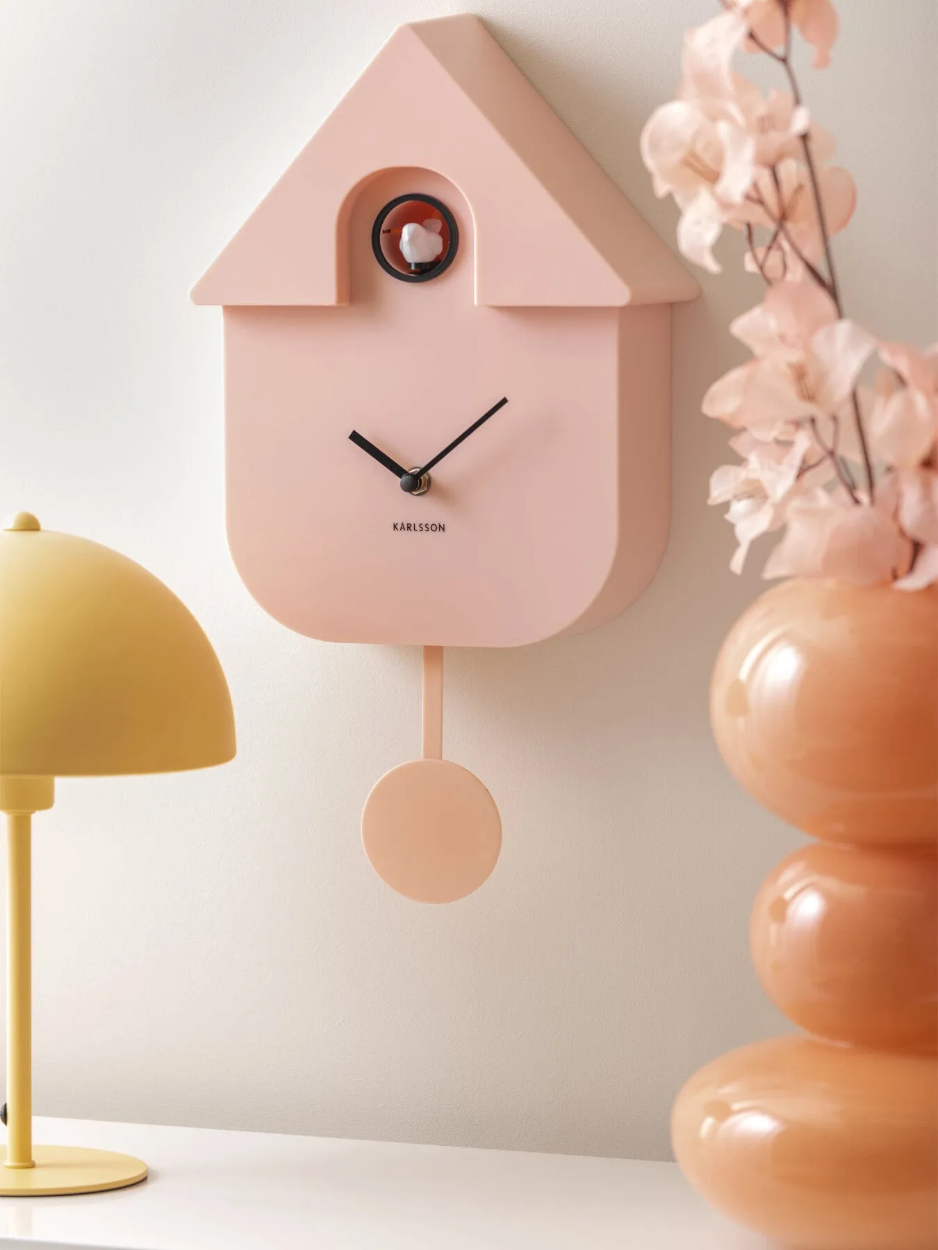 Modern Cuckoo Wall Clock - Light Pink