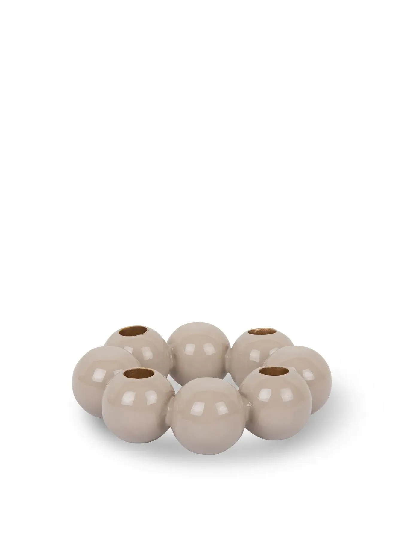 Round Candle Holder with Bubbles Design - Grey image
