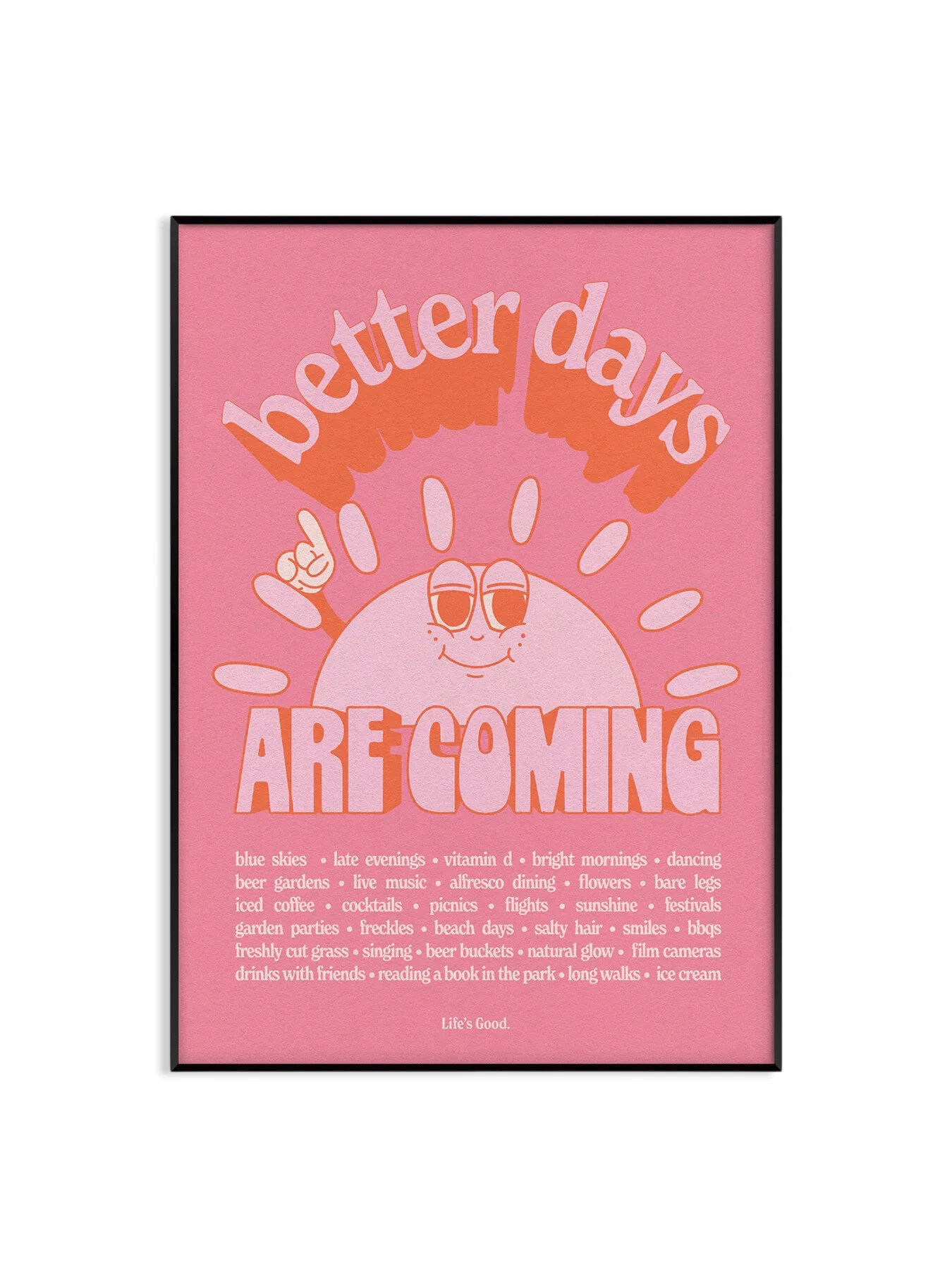 A3 Wall Print Better Days - Pink Orange