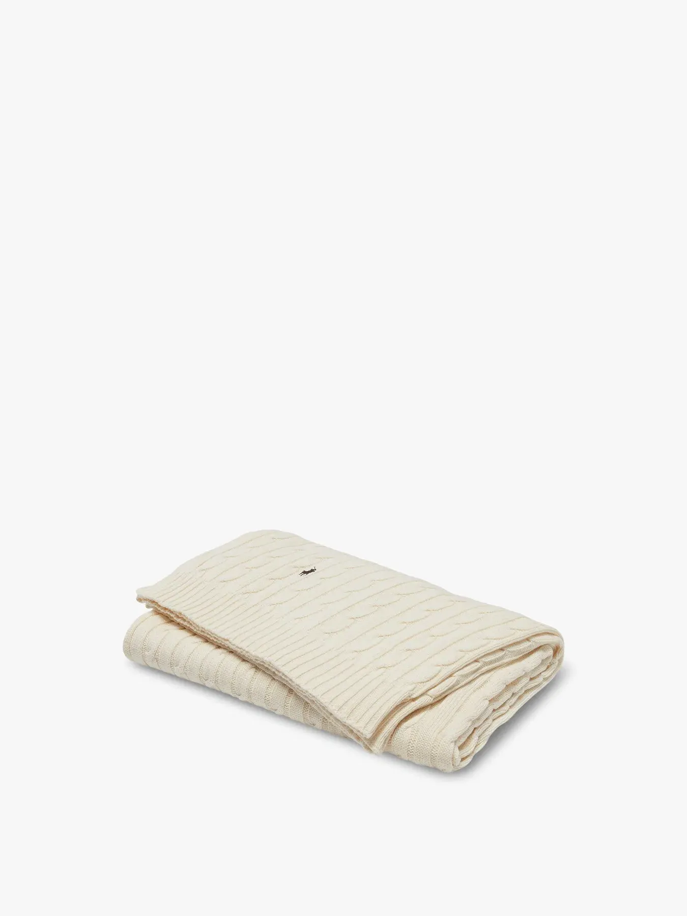 Cable Knit Throw with Logo - Off White image
