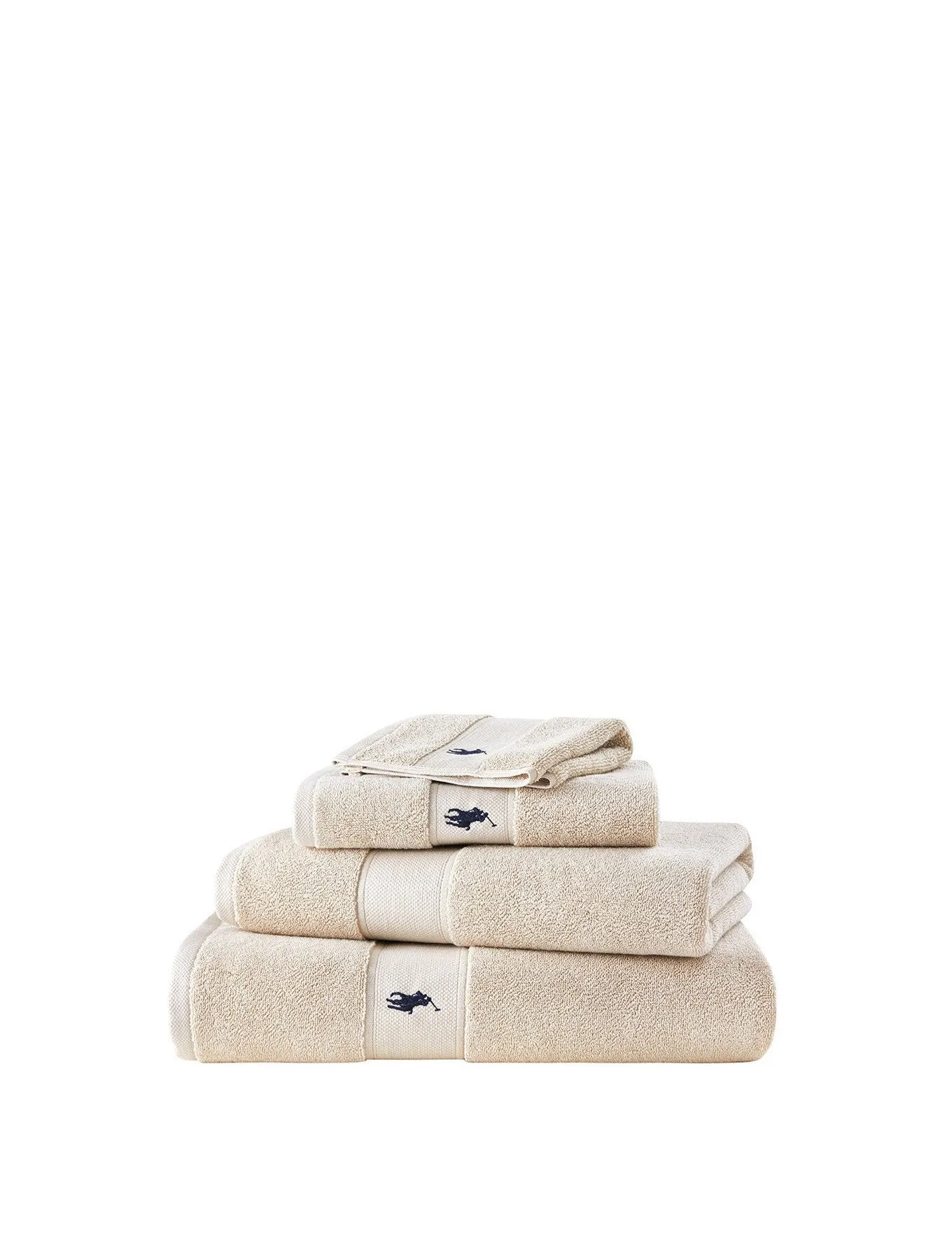 Hand Towel with Embroidered Logo - Pale Oak