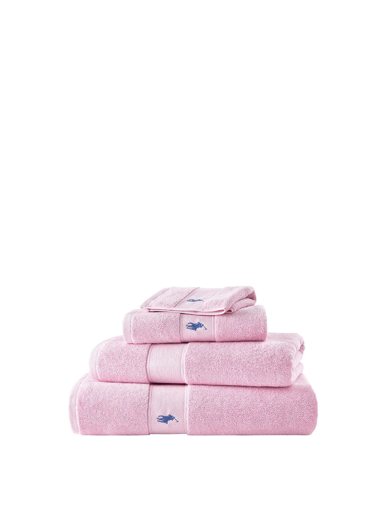Hand Towel with Embroidered Logo - Pink, Cotton