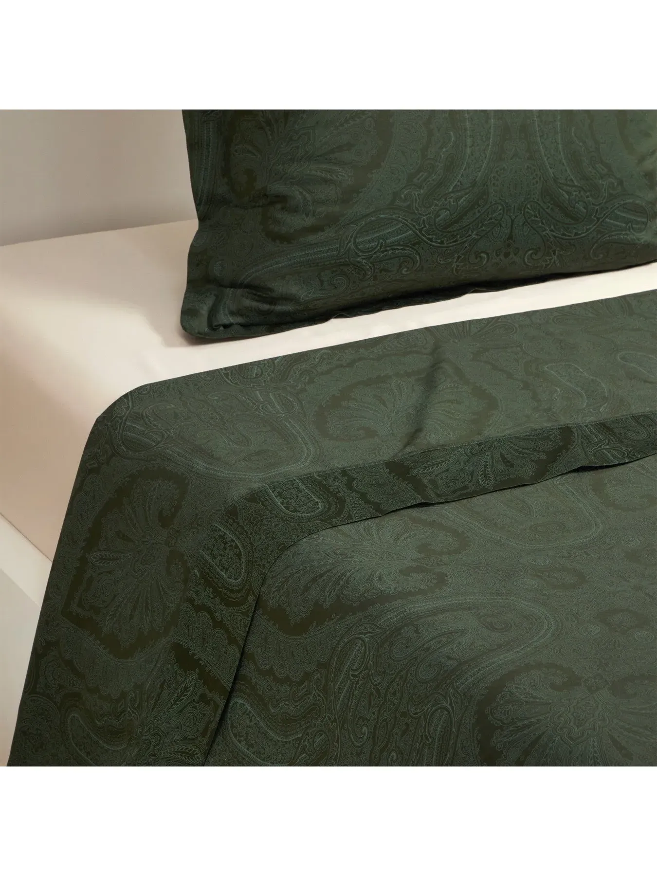 King Size Flat Sheet - Dark Green, Cotton