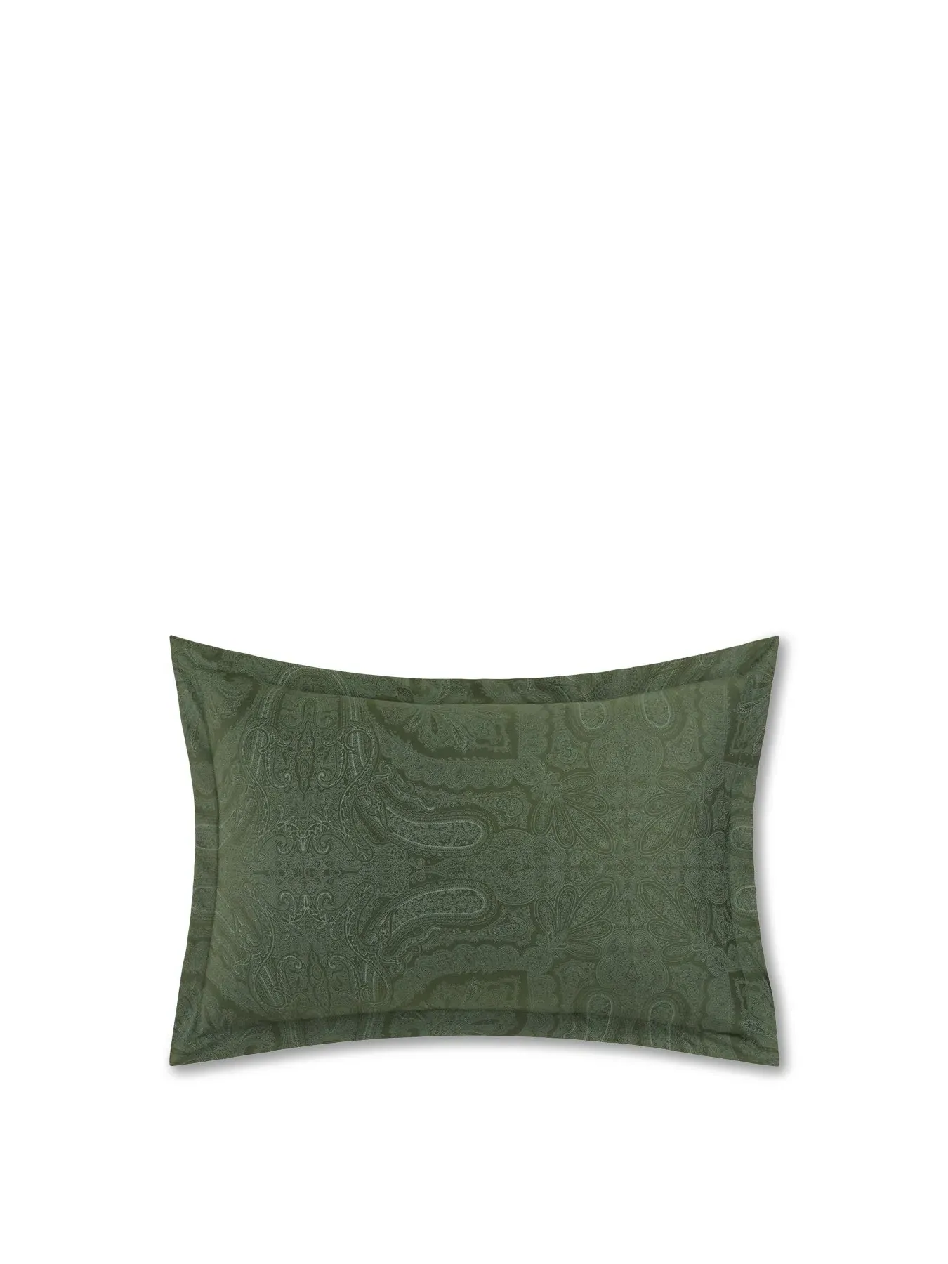 Oxford Pillowcase with Paisley Print - Green, Linen image