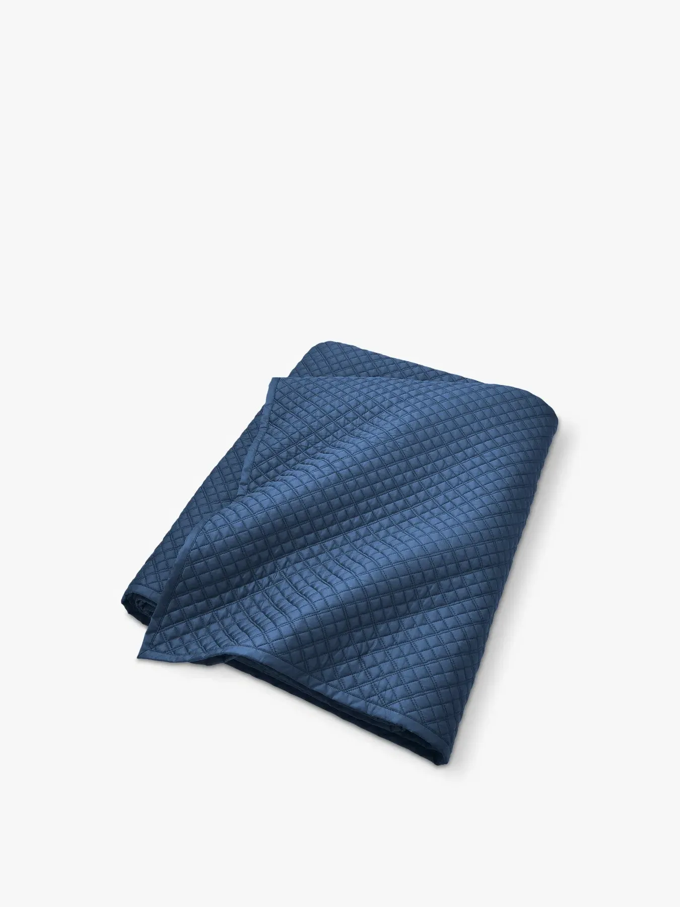 Quilted Bedcover with Diamond Pattern - Navy image