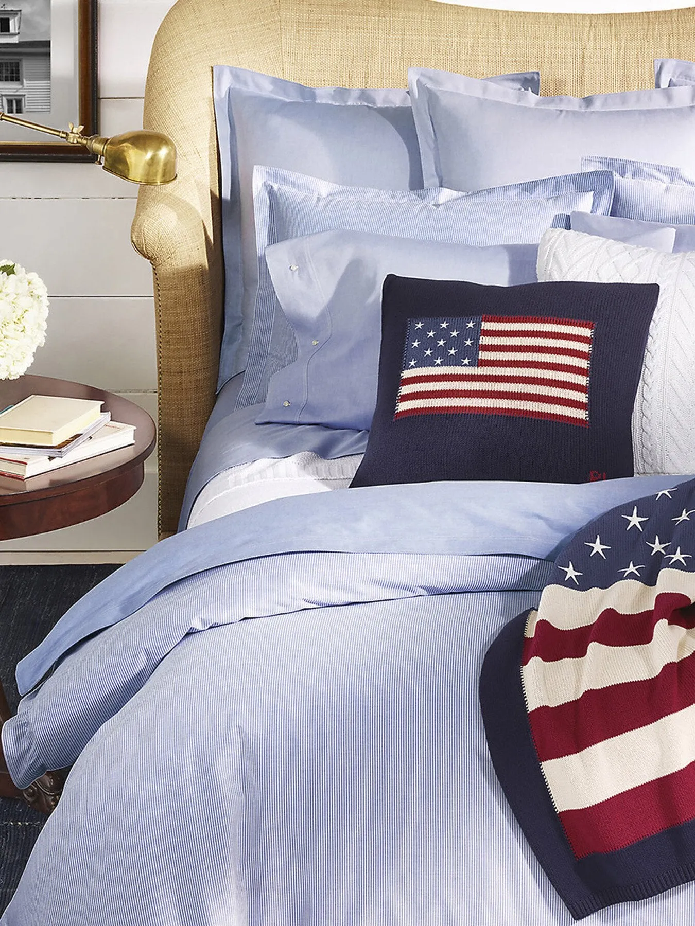 Super King Duvet Cover Oxford Style - Blue, Cotton image