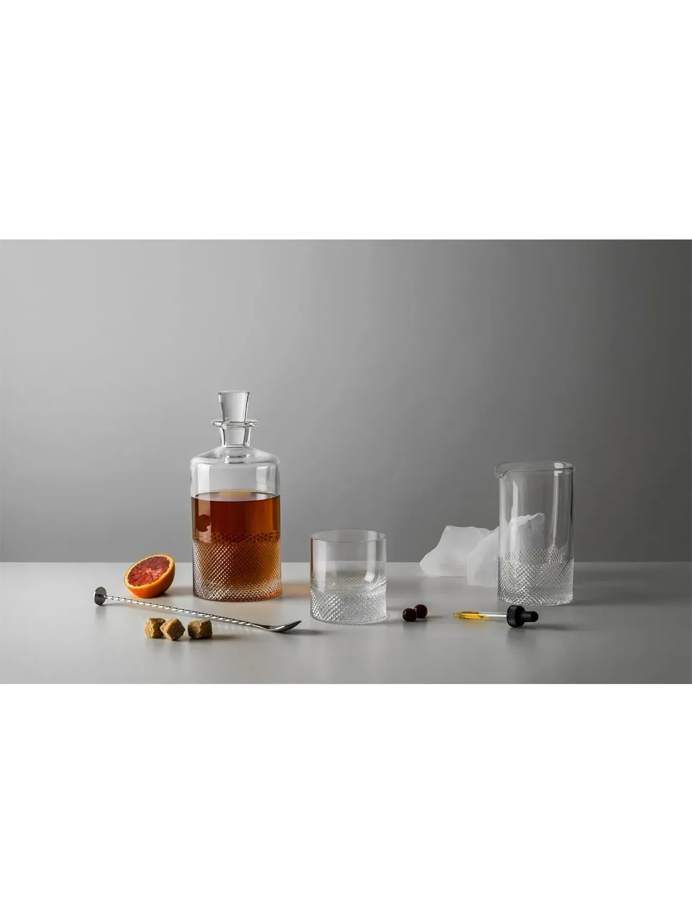 Highball Glass with Diamond Pattern - Clear Crystal