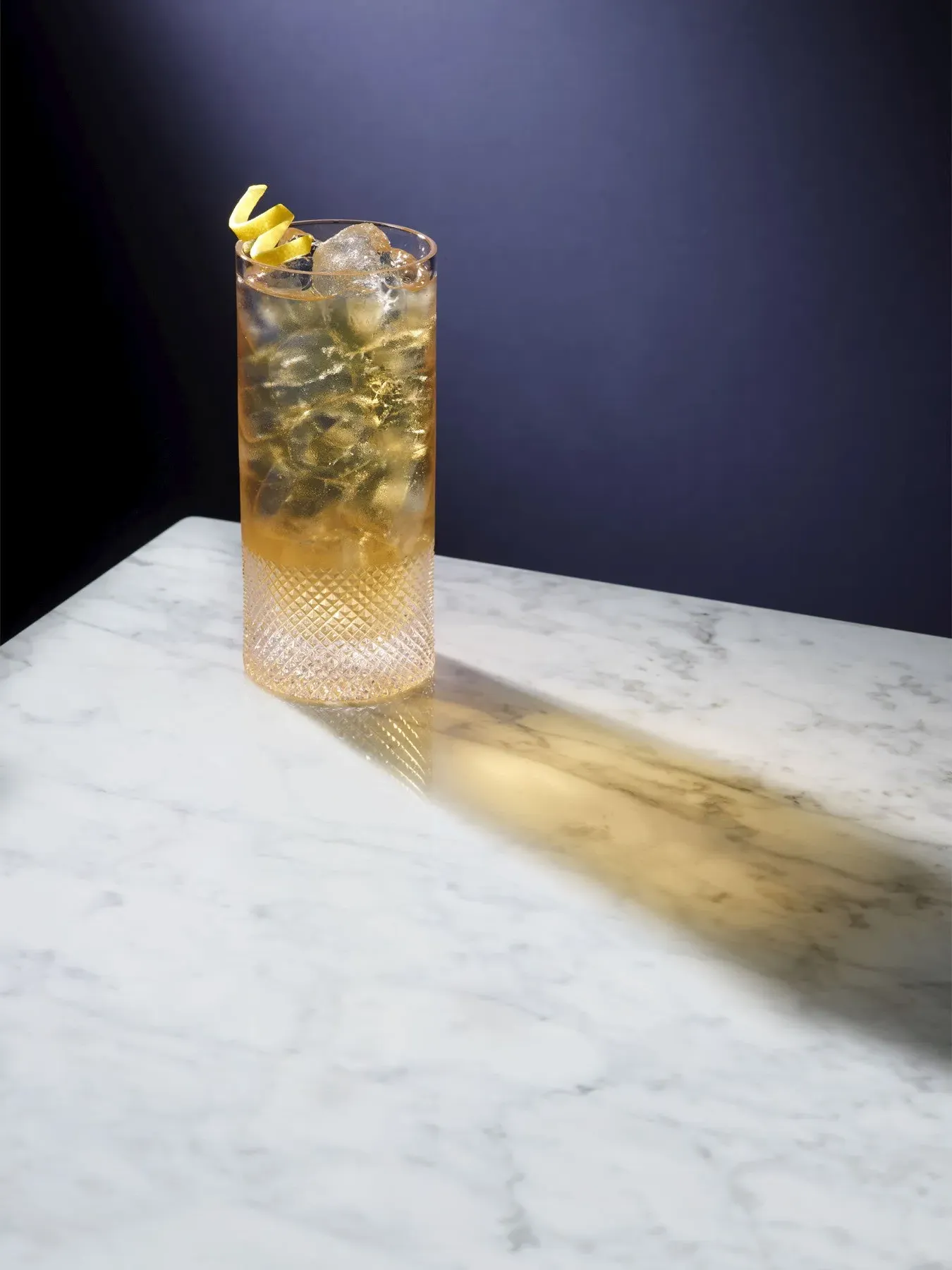 Highball Glass with Diamond Pattern - Clear Crystal