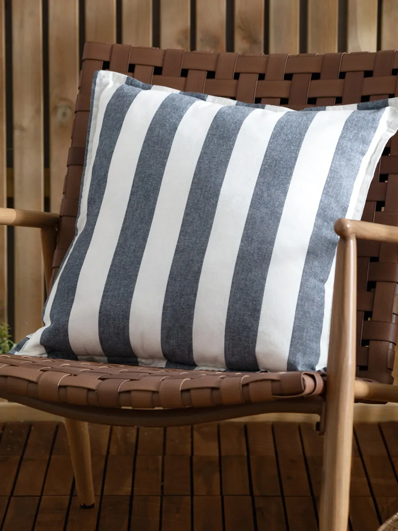 50cm Outdoor Cushion Reversible - Navy, Cotton