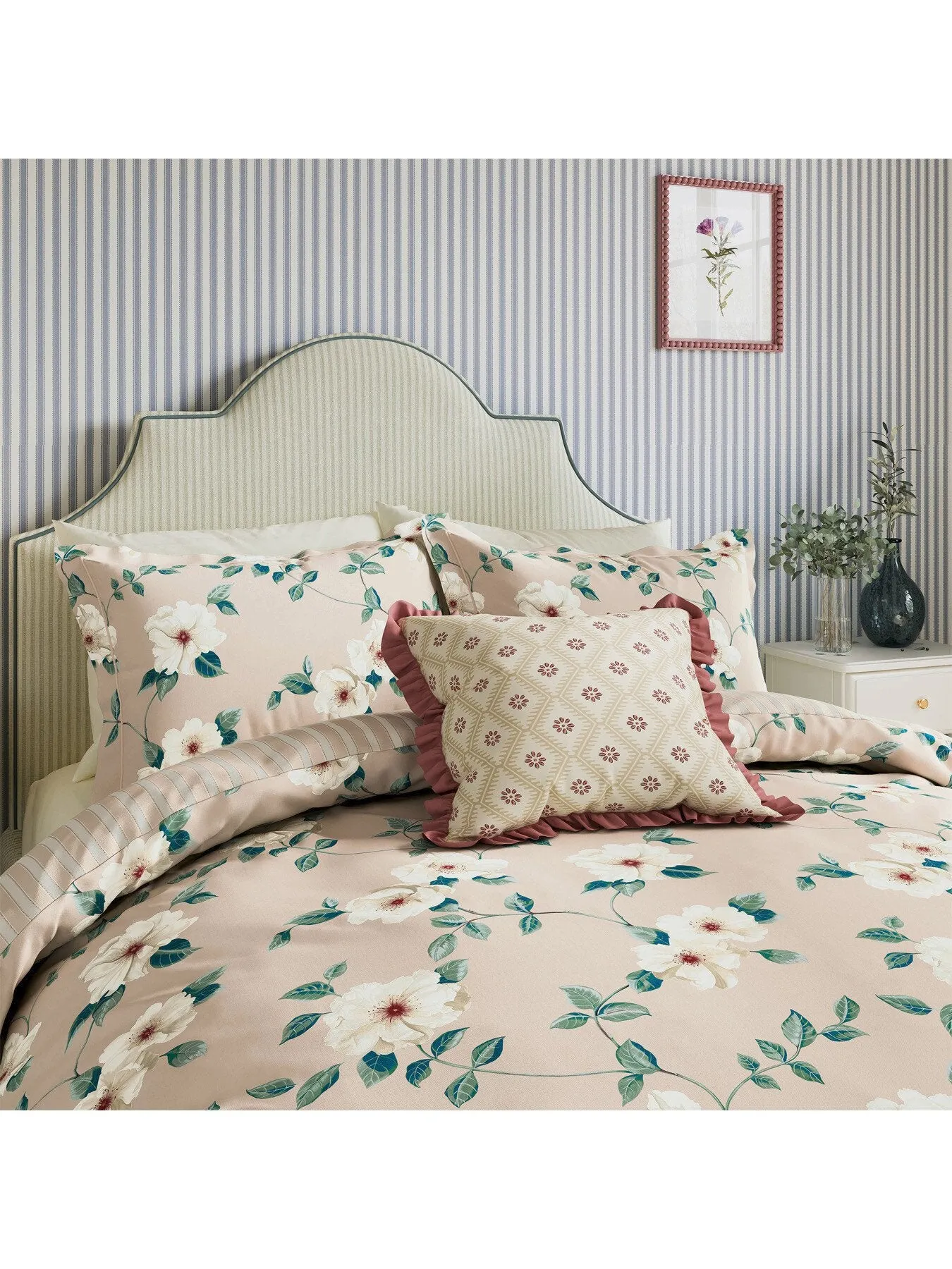 Double Duvet Cover Set - Blush, Rose Print