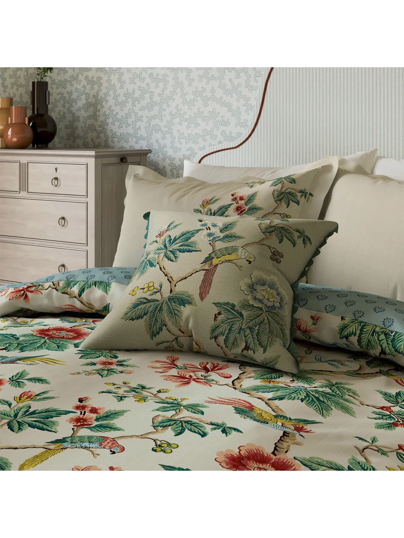 Square Cushion with Lophura Print - Chintz