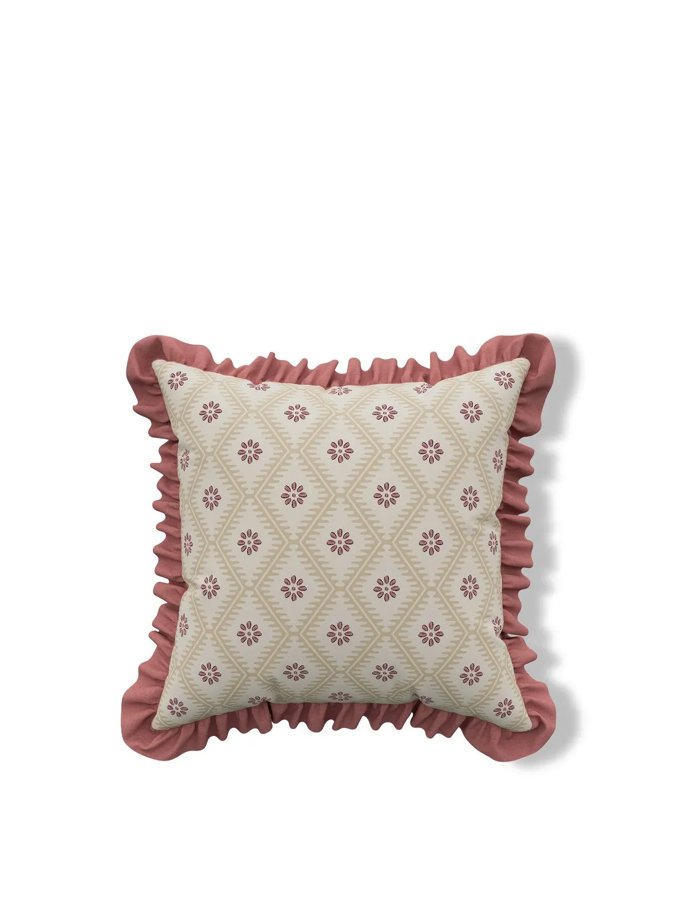Square Cushion with Rose Print - Blush image