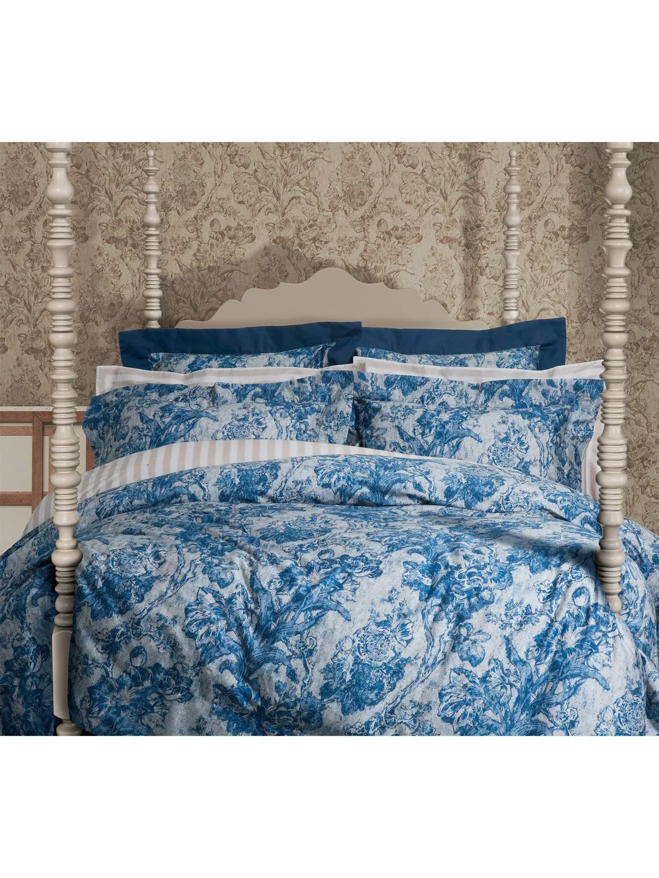 Square Pillowcase Pair Fringed Tulip - Smalt, Cotton