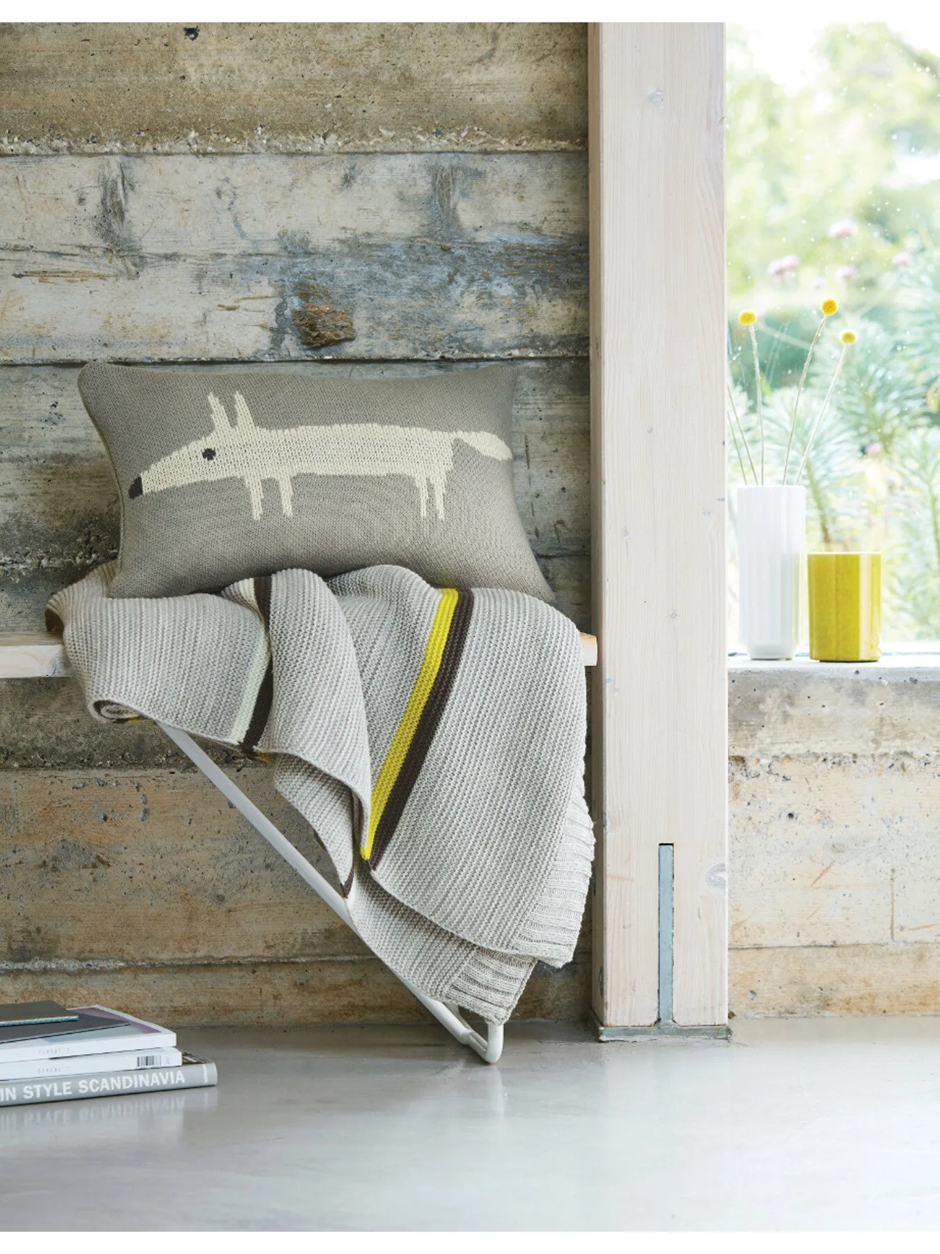 Mr Fox Throw with Stripe Pattern - Silver