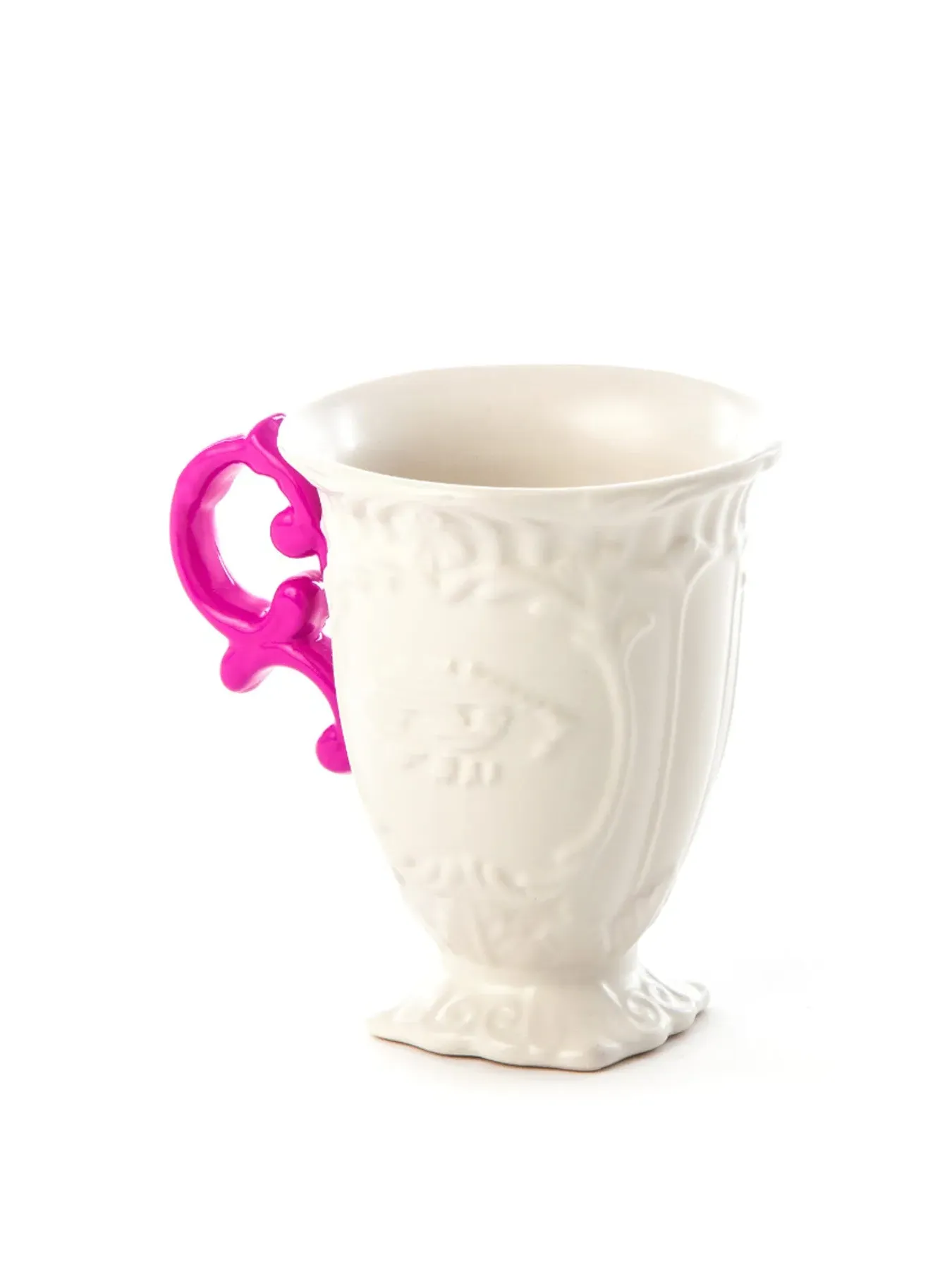 Porcelain Mug with Color Accent - Fuchsia