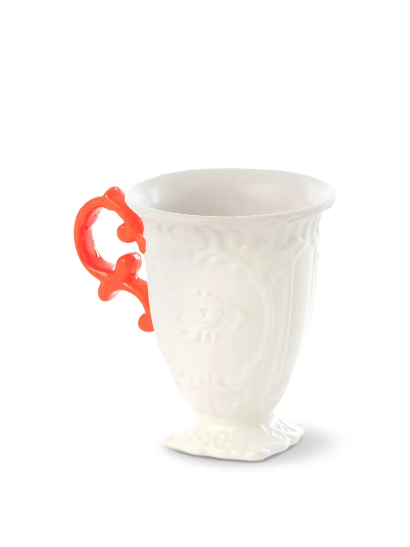 Porcelain Mug with Colored Rim - Orange, White image