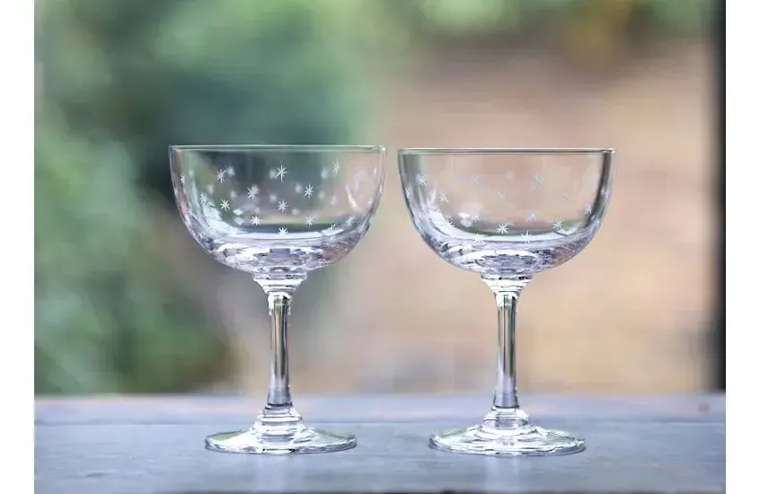 2-Piece Champagne Saucers - Crystal Glass