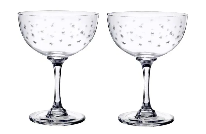 2-Piece Champagne Saucers - Crystal Glass