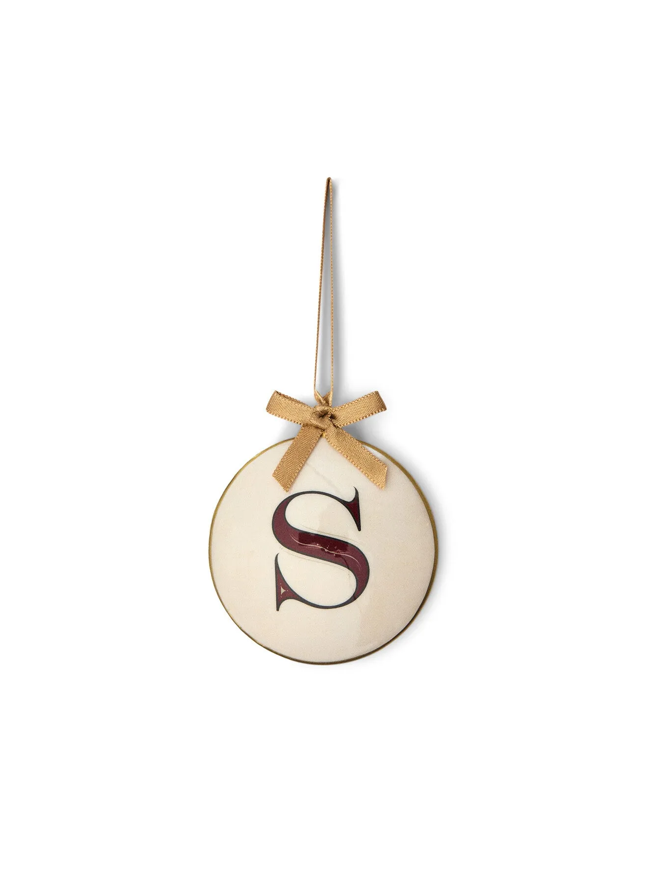 Round Alphabet Letter Bauble - White/Red, Enamel image