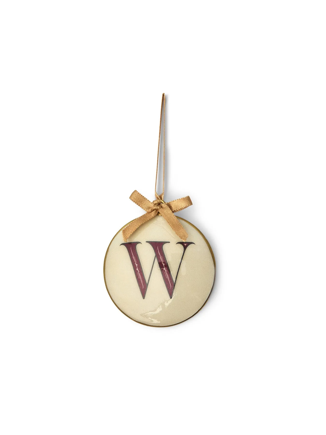 Round Alphabet Letter Bauble - White/Red, Enamel image