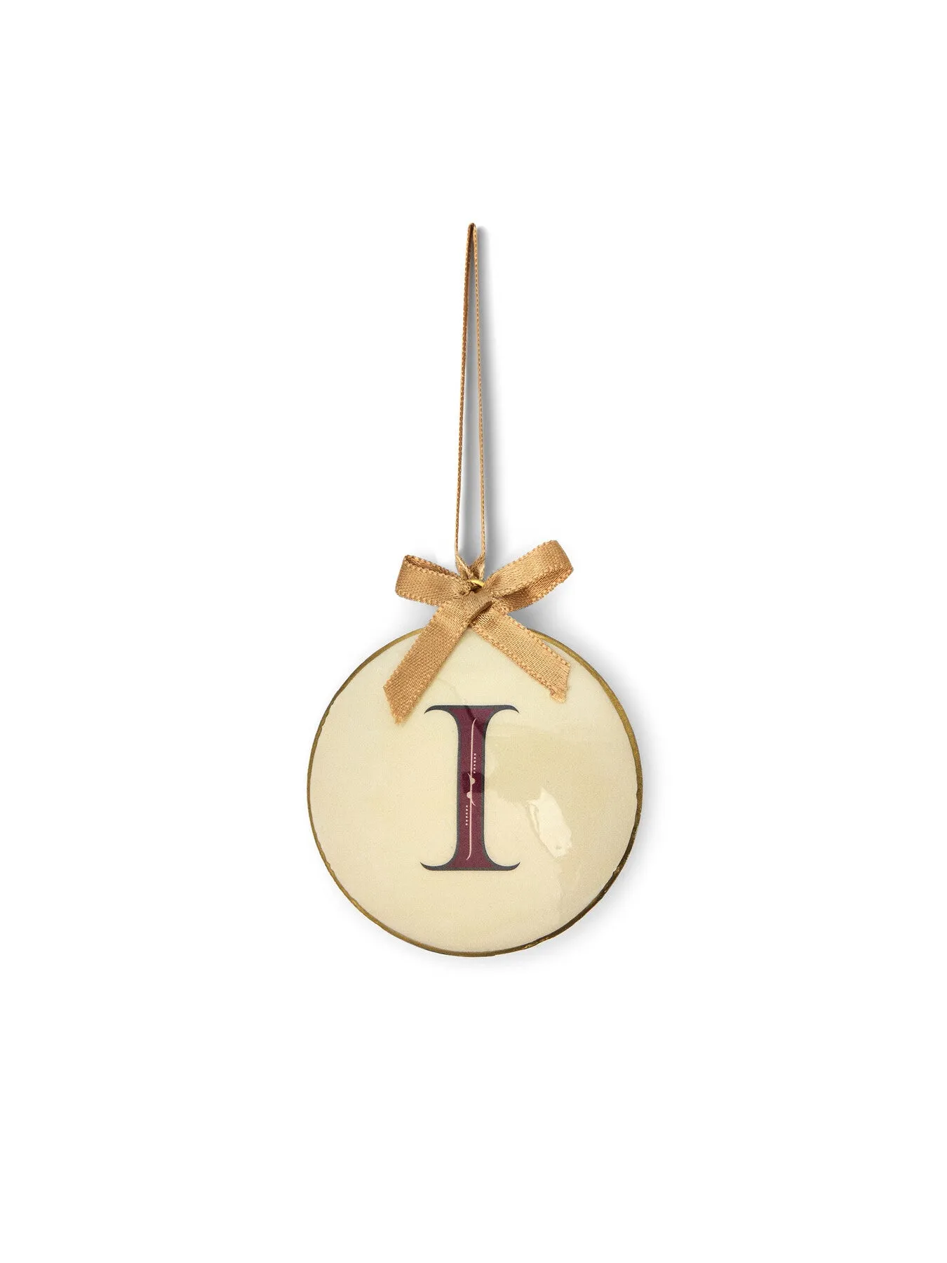 Round Letter Bauble - White/Red, Enamel image