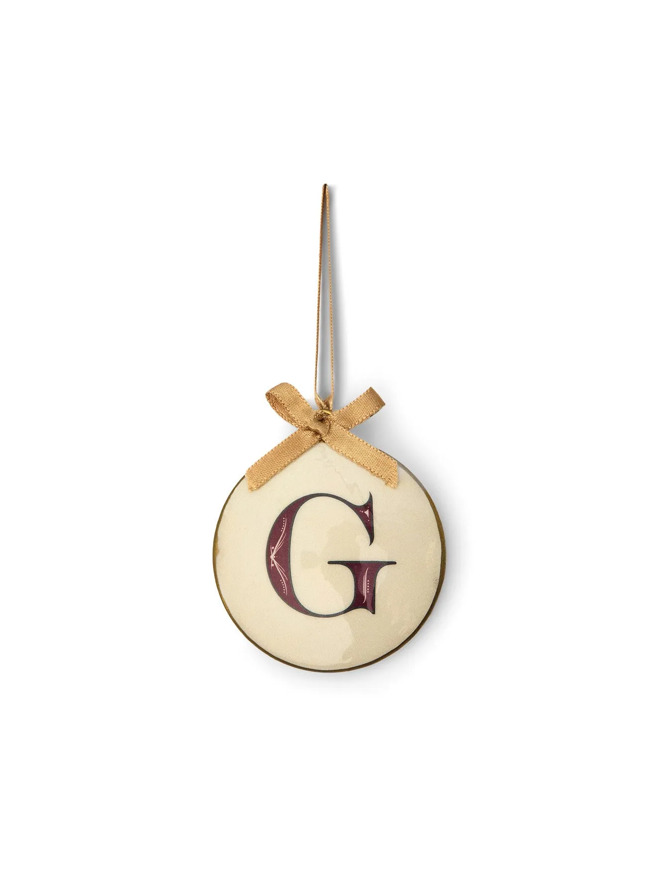 Round Letter G Bauble - White/Red, Enamel image
